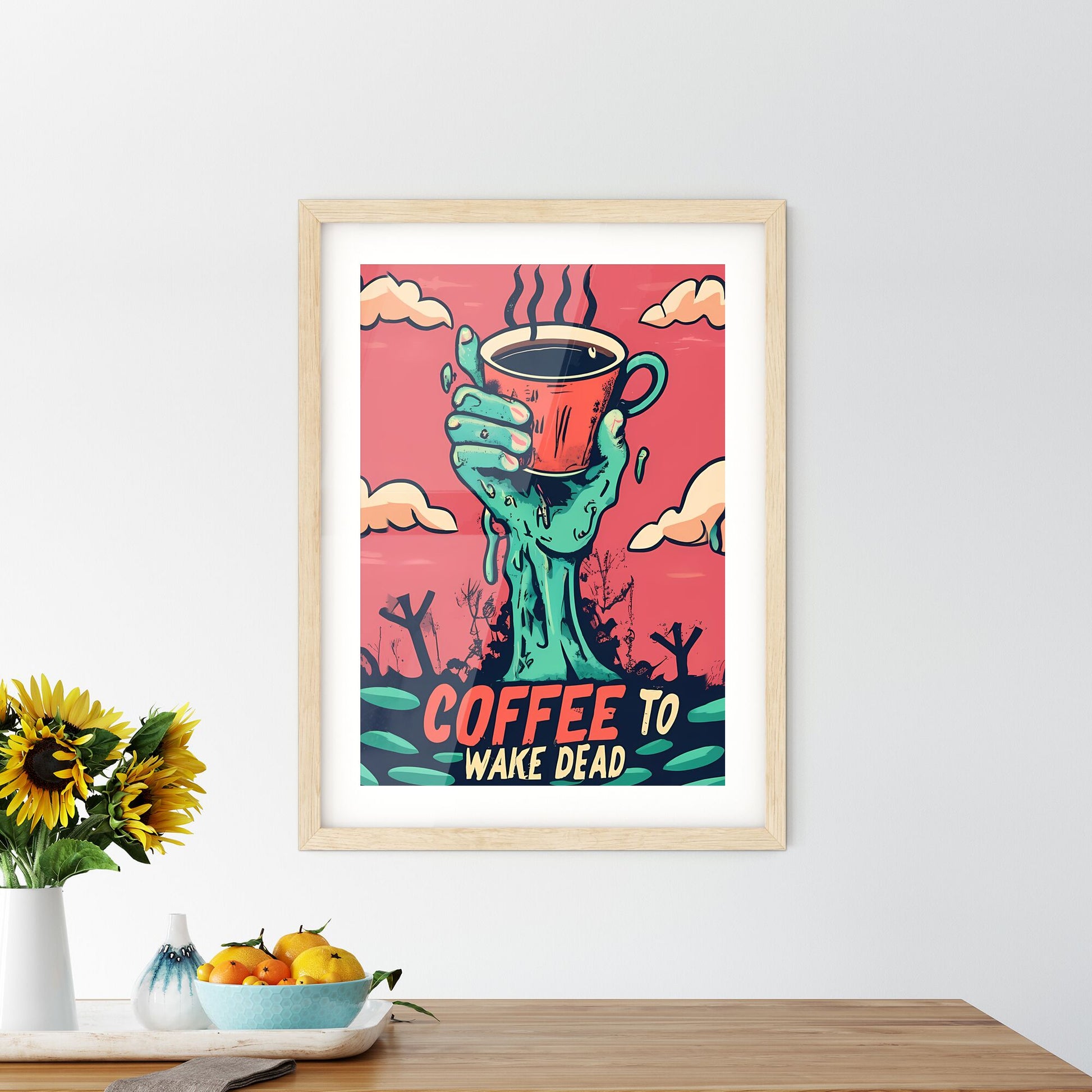 Coffee To Wake Dead - A Cartoon Of A Hand Holding A Cup Of Coffee Default Title