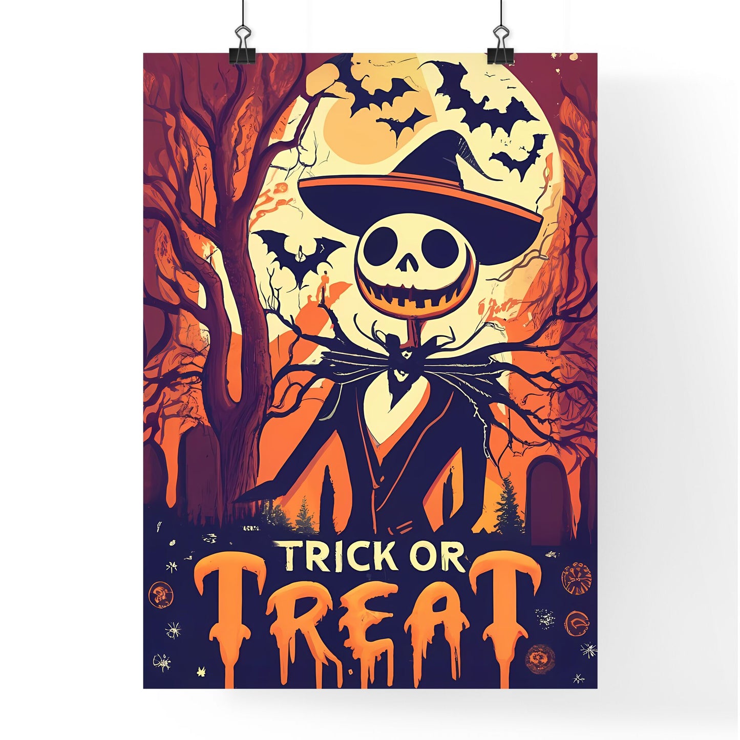 Trick Or Treat - A Cartoon Of A Man With A Skull Head And A Hat Default Title