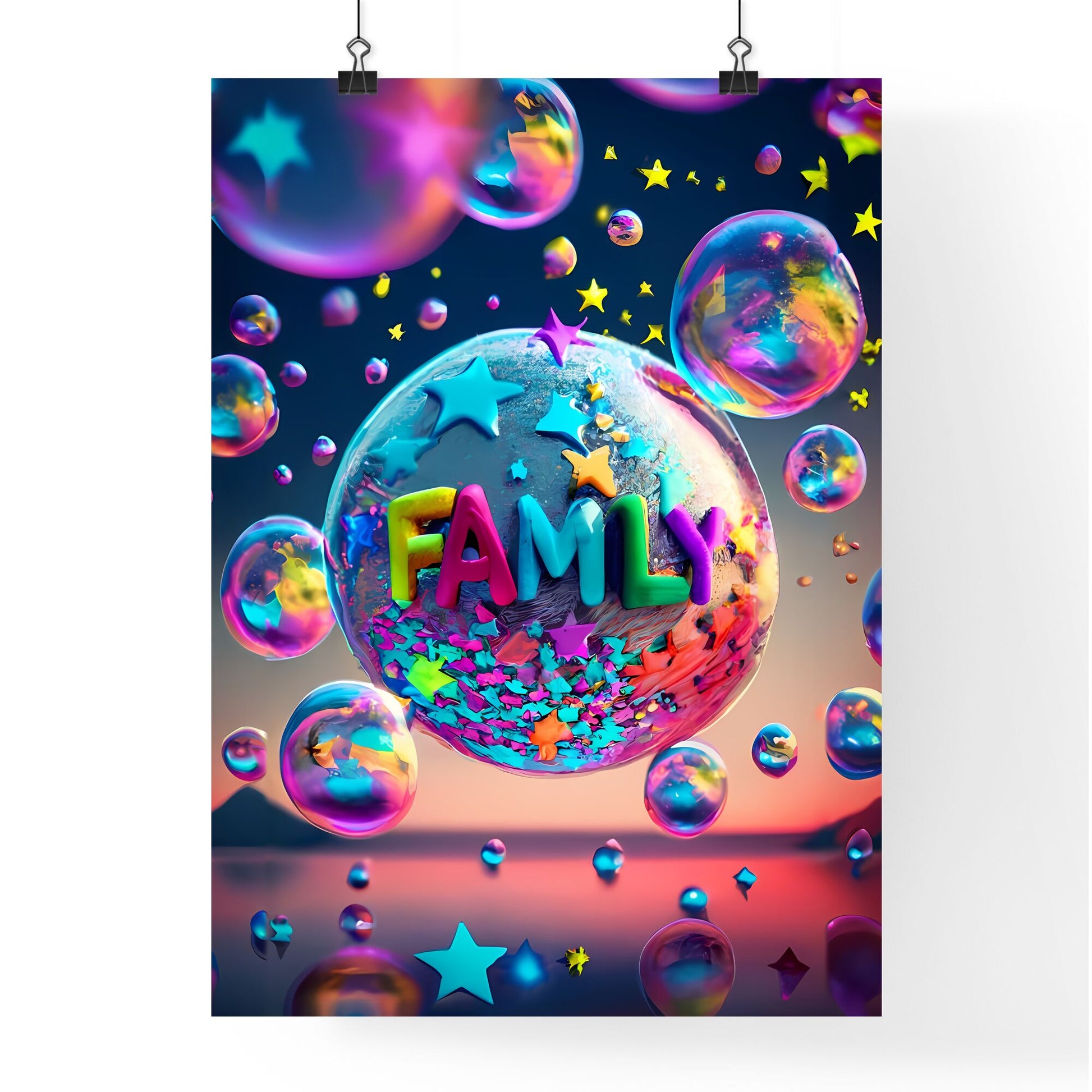 Family - A Colorful Bubble With Words And Stars Default Title