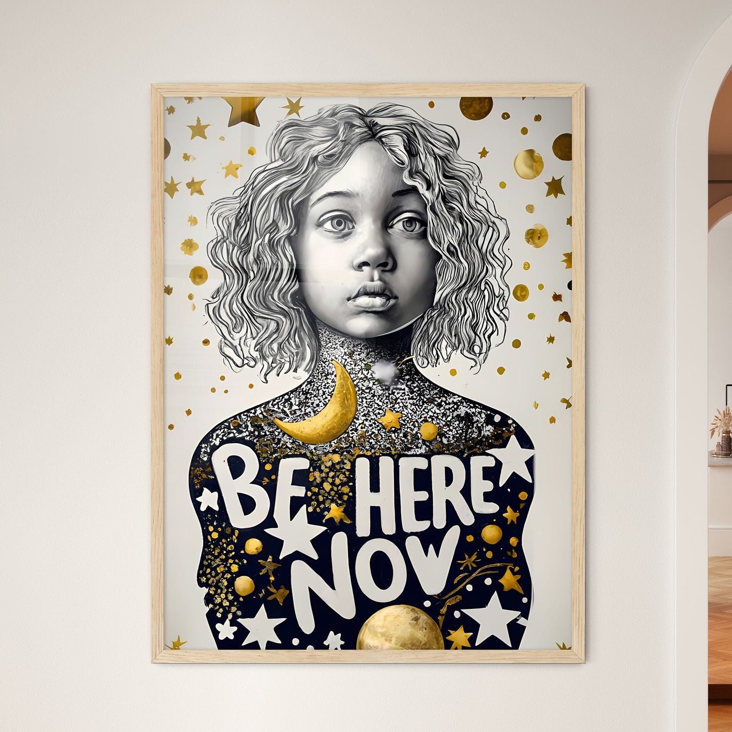 Be Here Now - A Girl With Curly Hair And Stars And Moon Default Title