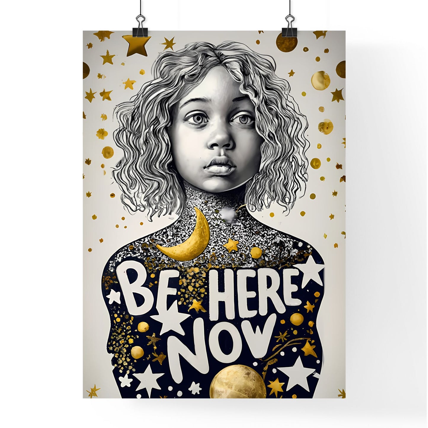 Be Here Now - A Girl With Curly Hair And Stars And Moon Default Title