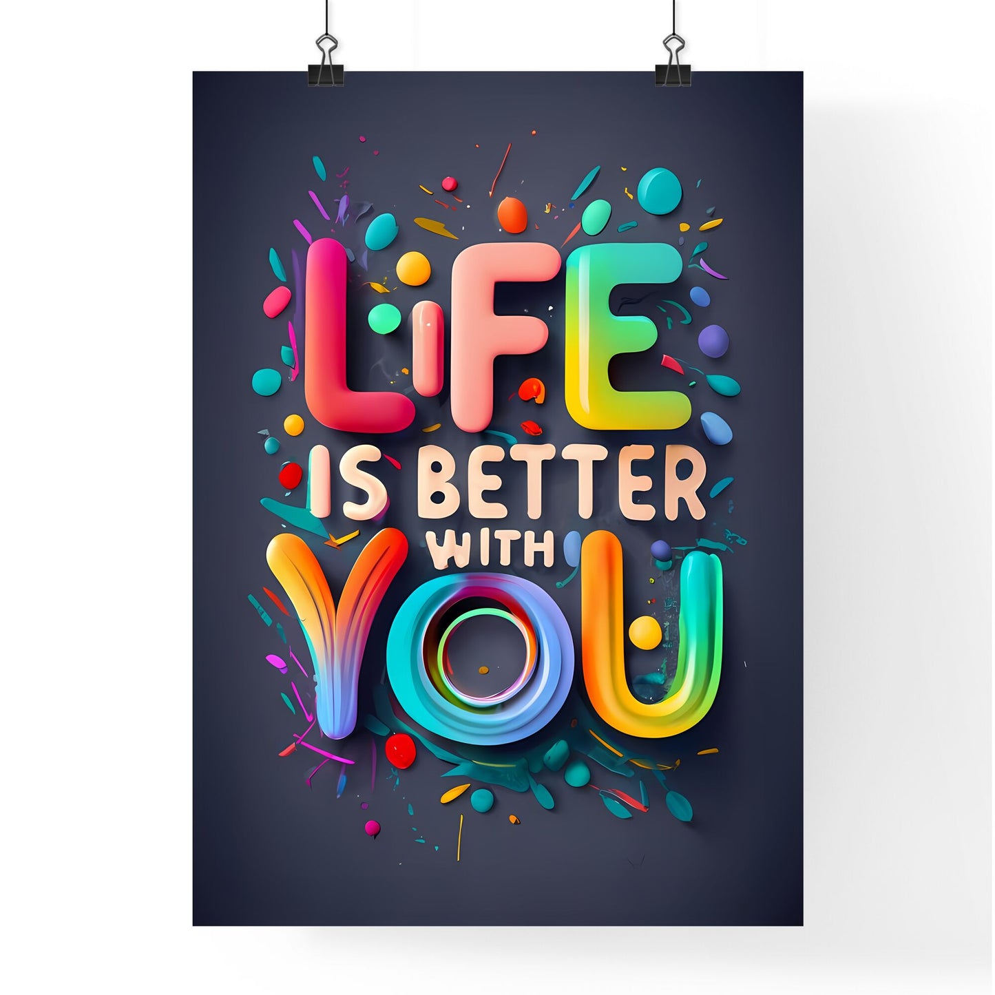Life Is Better With You - A Colorful Text On A Black Background Default Title