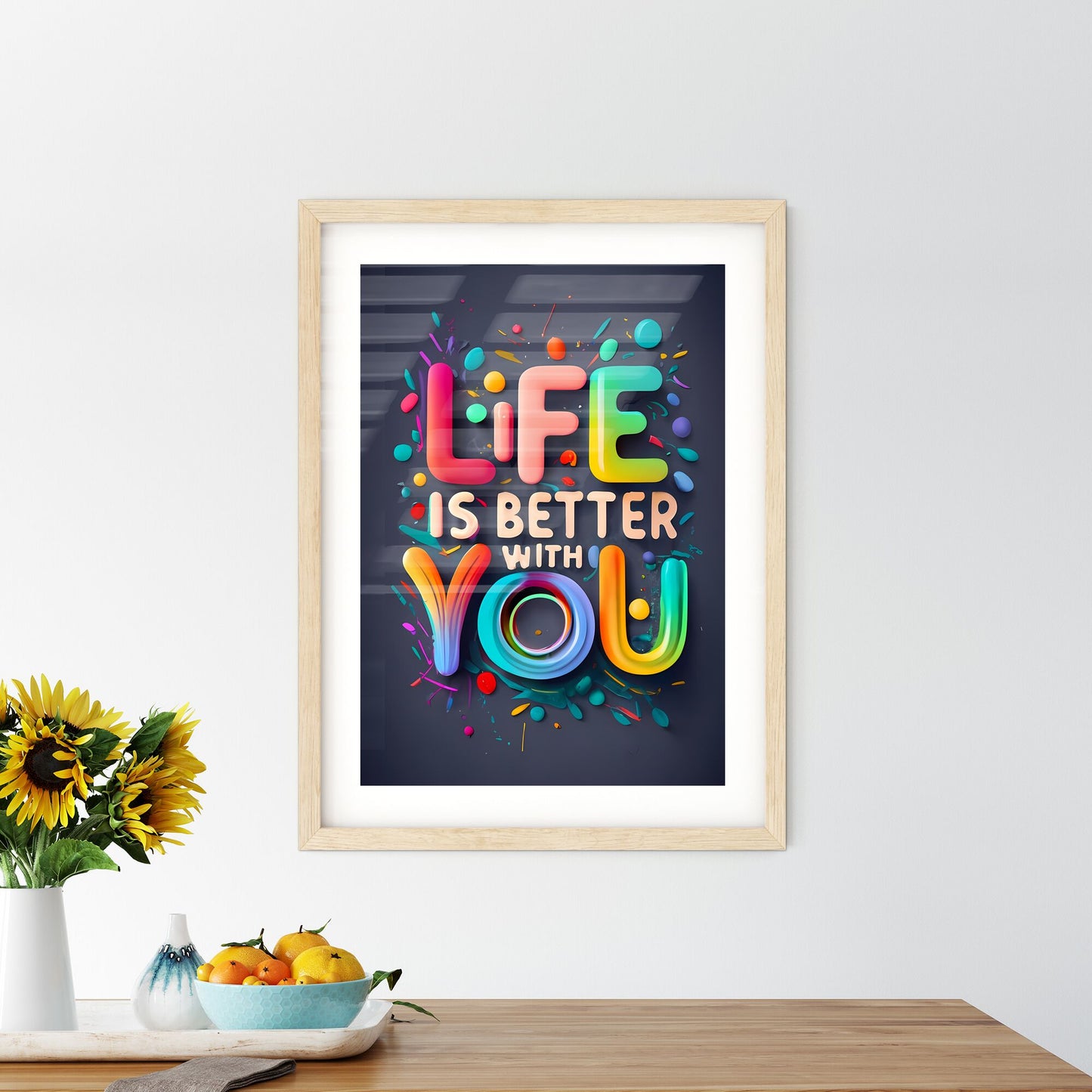 Life Is Better With You - A Colorful Text On A Black Background Default Title