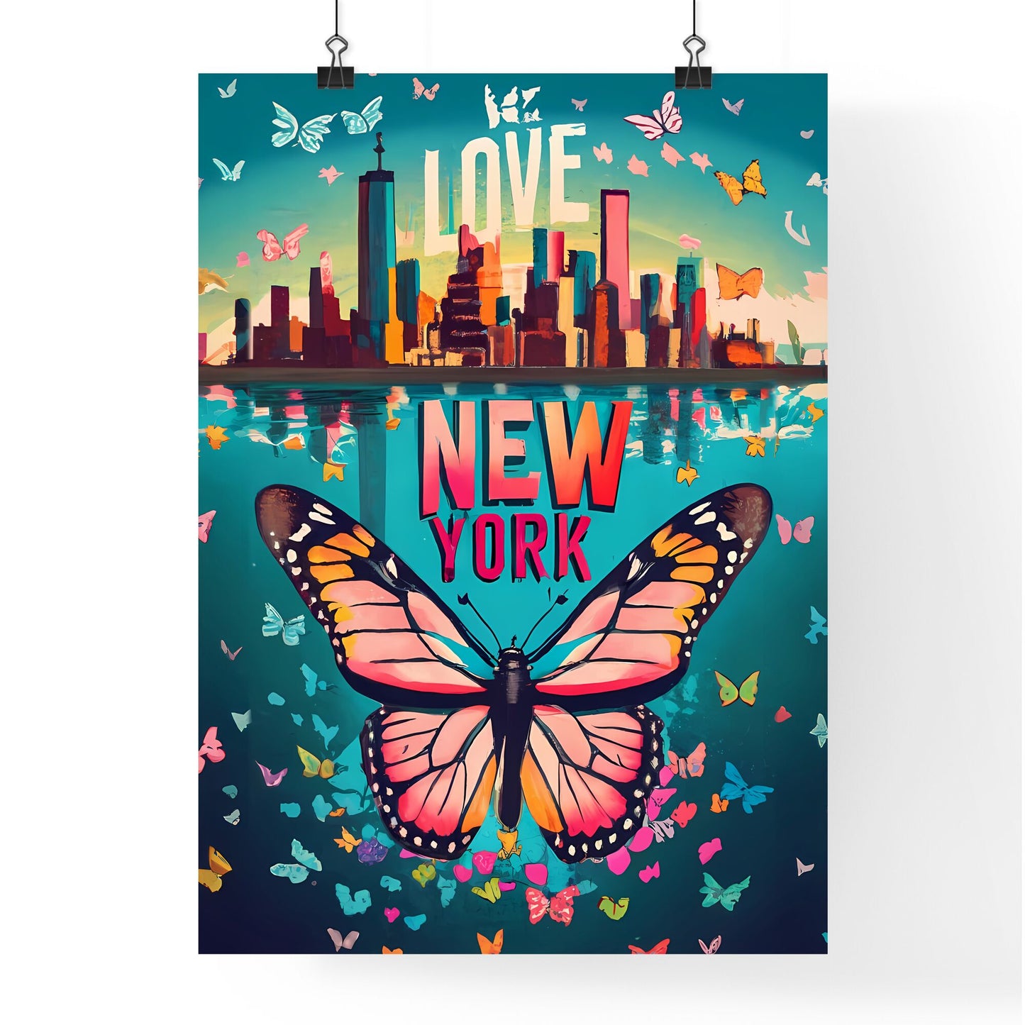 Love New York - A Butterfly Flying Over A City Default Title