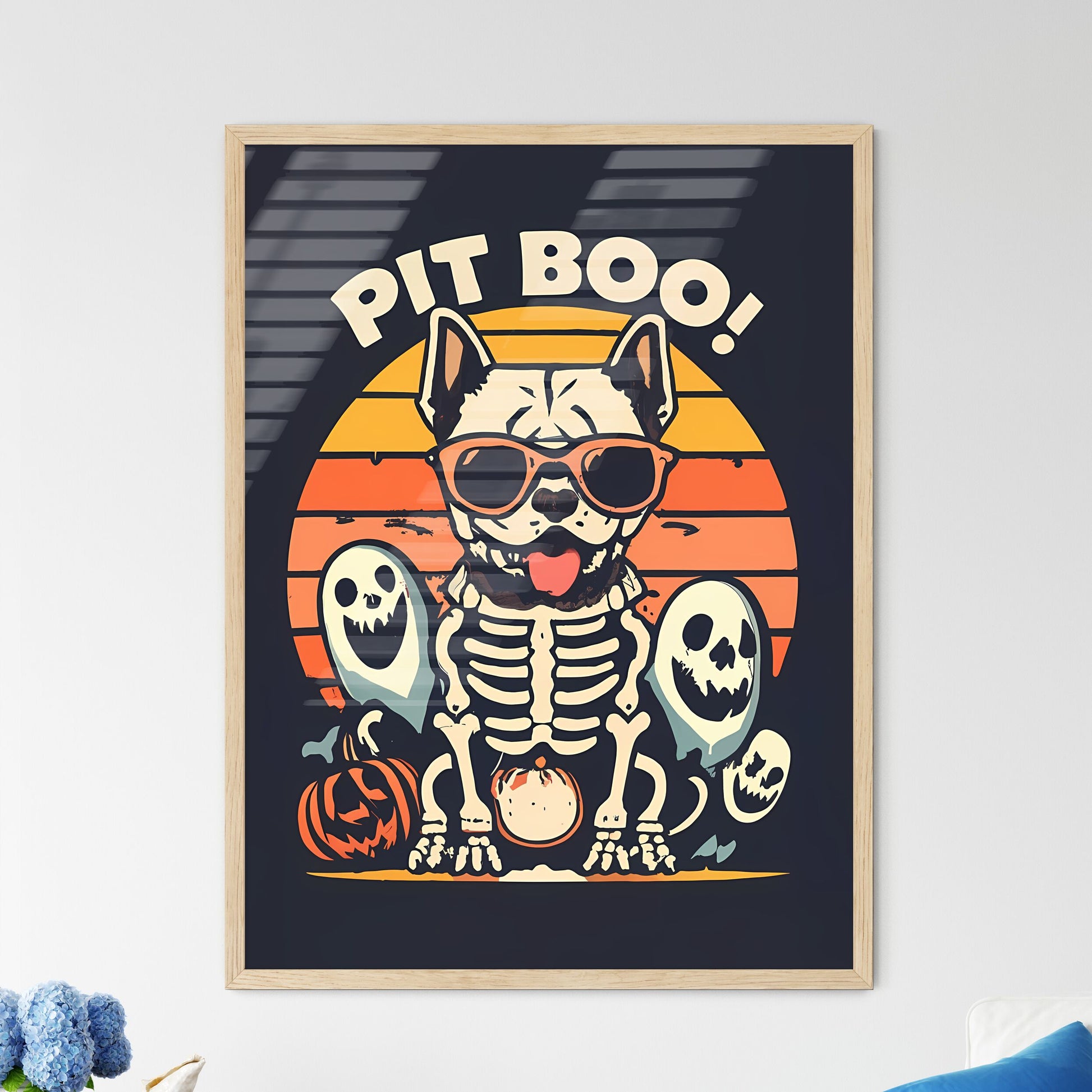 Pit Boo - A Dog Wearing Sunglasses And A Pumpkin And A Pumpkin Default Title