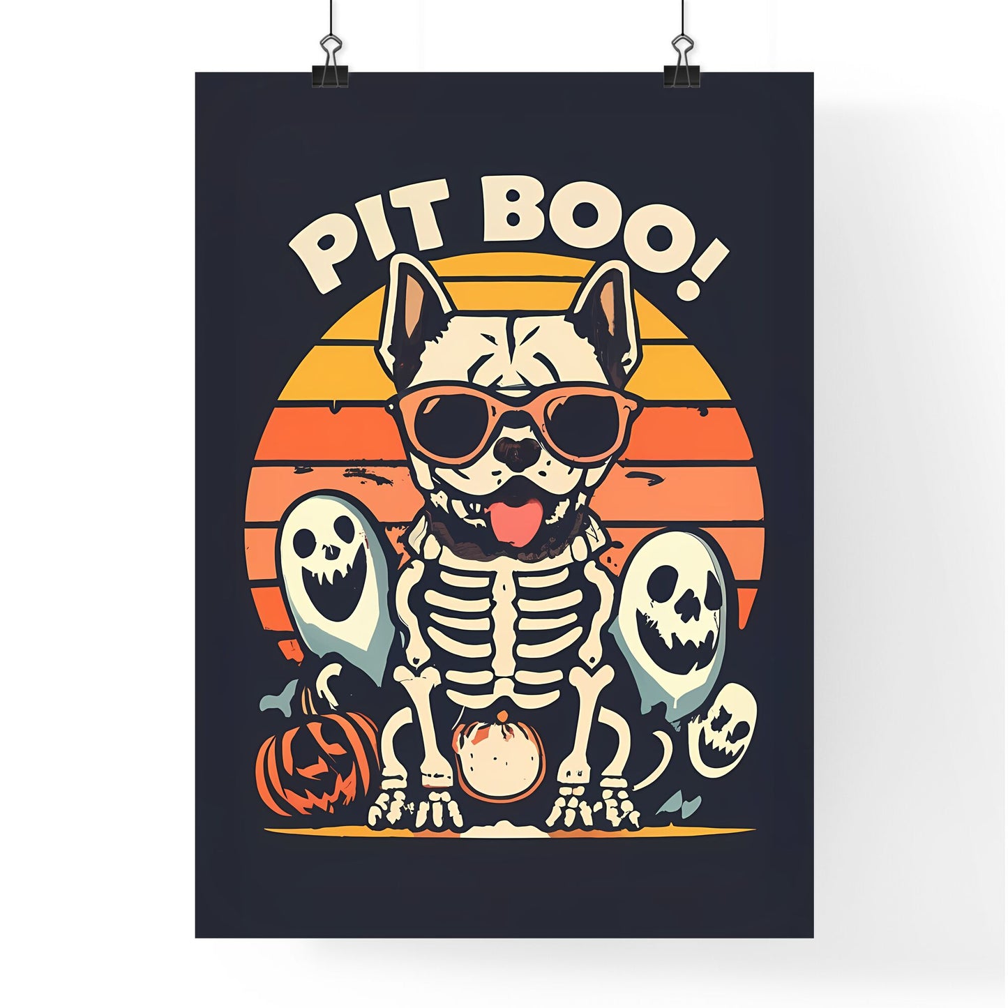 Pit Boo - A Dog Wearing Sunglasses And A Pumpkin And A Pumpkin Default Title