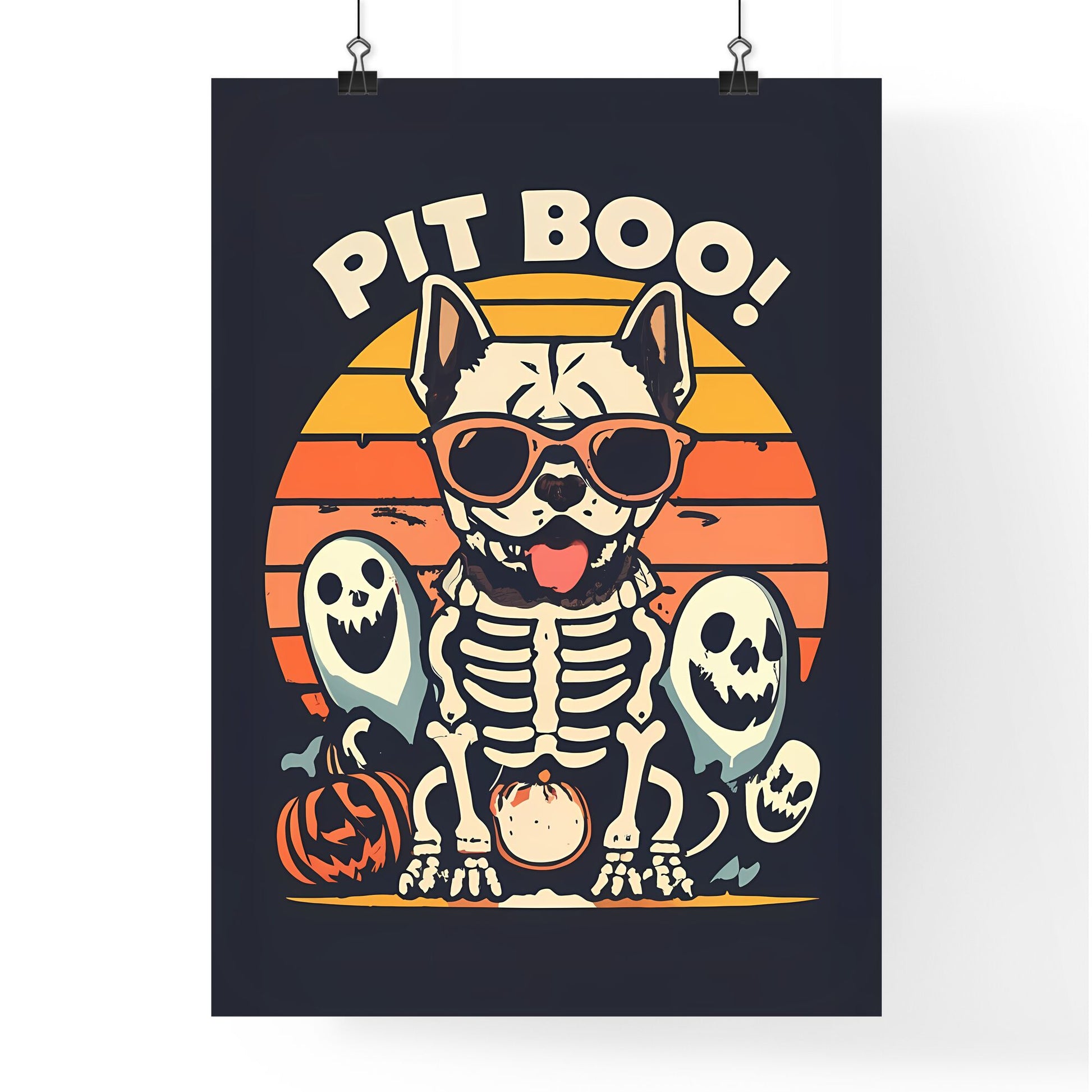 Pit Boo - A Dog Wearing Sunglasses And A Pumpkin And A Pumpkin Default Title