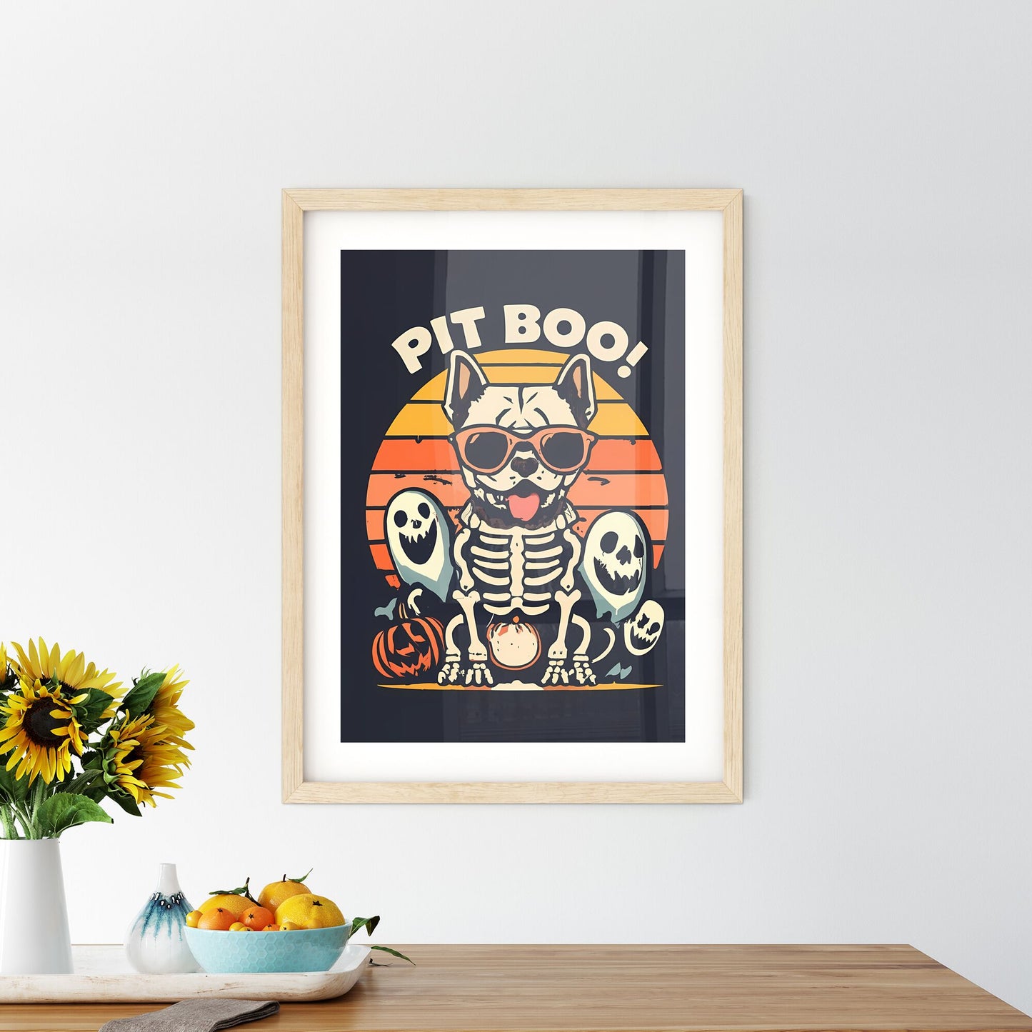 Pit Boo - A Dog Wearing Sunglasses And A Pumpkin And A Pumpkin Default Title