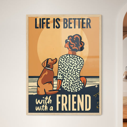 Life Is Better With A Friend - A Woman And Dog Sitting On A Ledge Default Title
