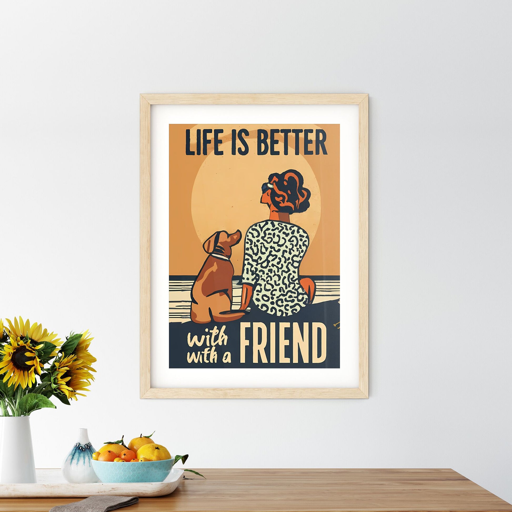 Life Is Better With A Friend - A Woman And Dog Sitting On A Ledge Default Title