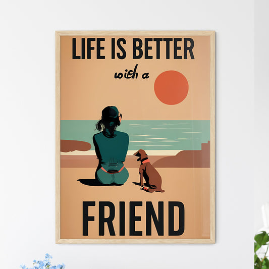 Life Is Better With A Friend - A Woman Sitting On A Beach With A Dog Default Title