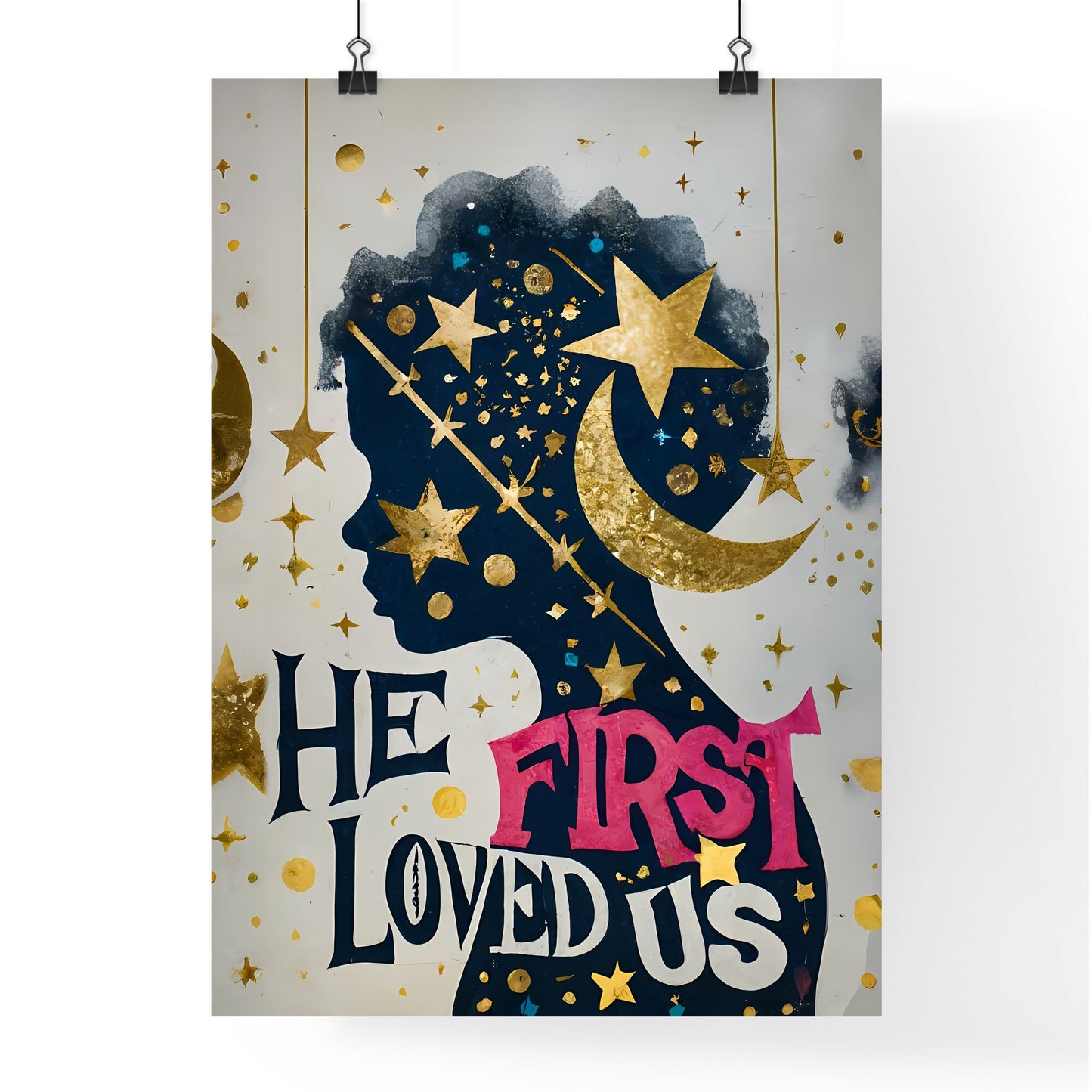 He First Loved Us - A Painting Of A Woman With Stars And A Moon Default Title