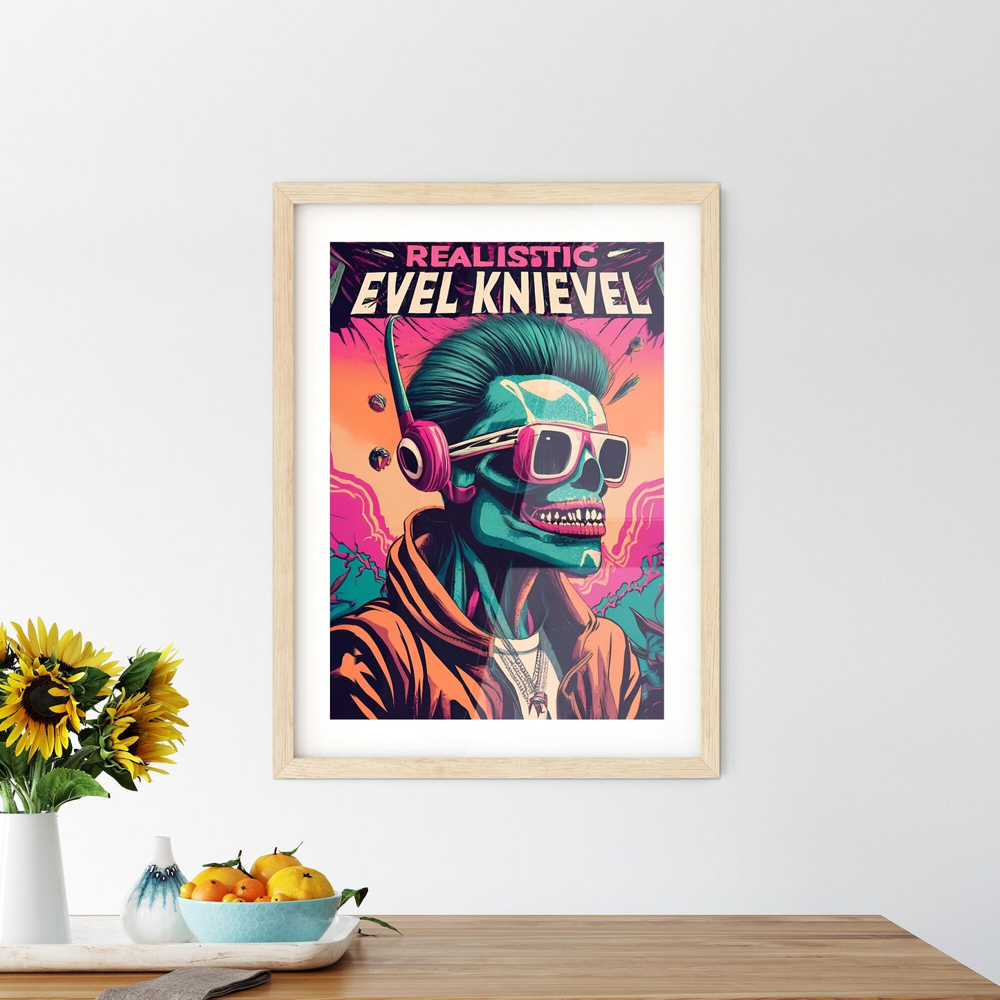 Evel Knievel - A Poster Of A Man With A Skull Wearing Sunglasses And Headphones Default Title