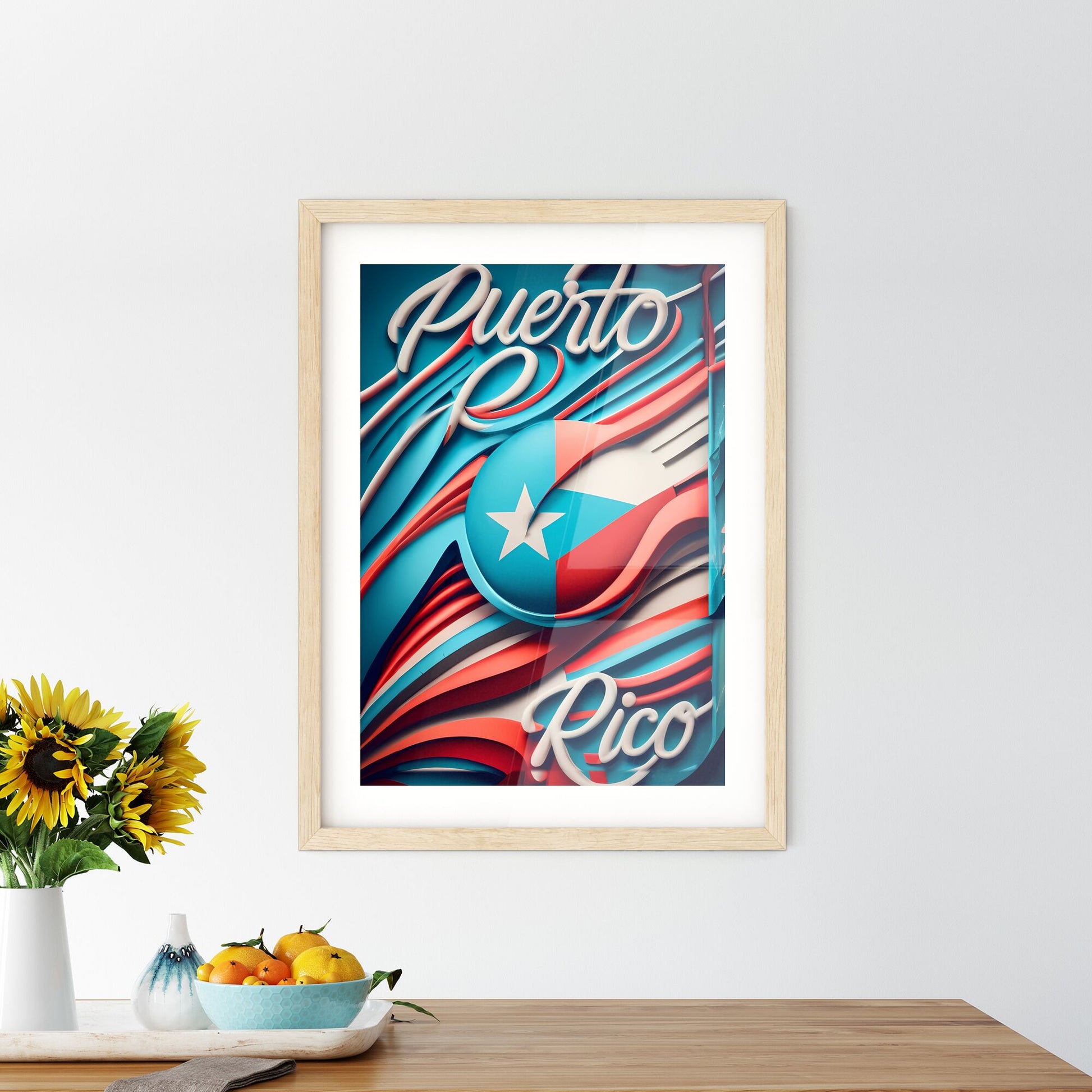 Puerto Rico - A Blue And Red Background With White Text Default Title