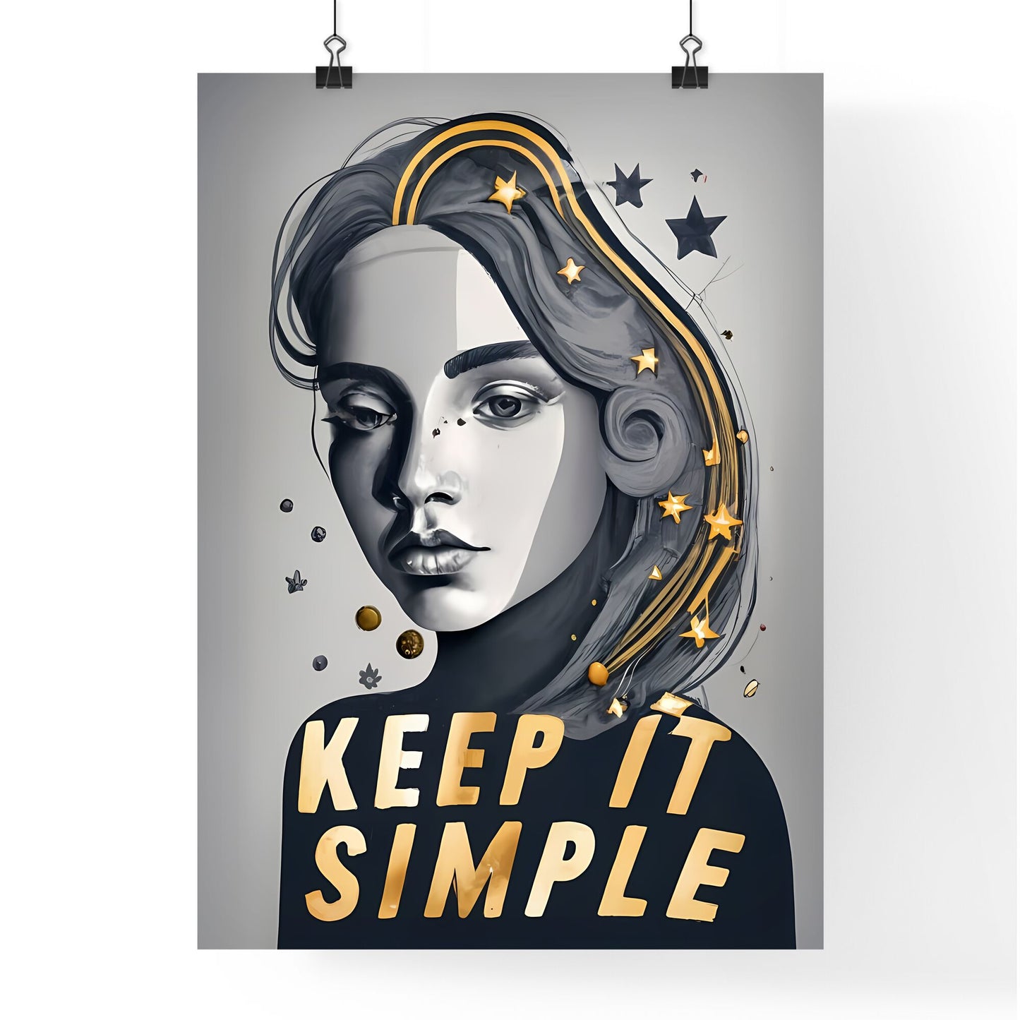 Keep It Simple - A Woman With Long Hair And Stars Default Title