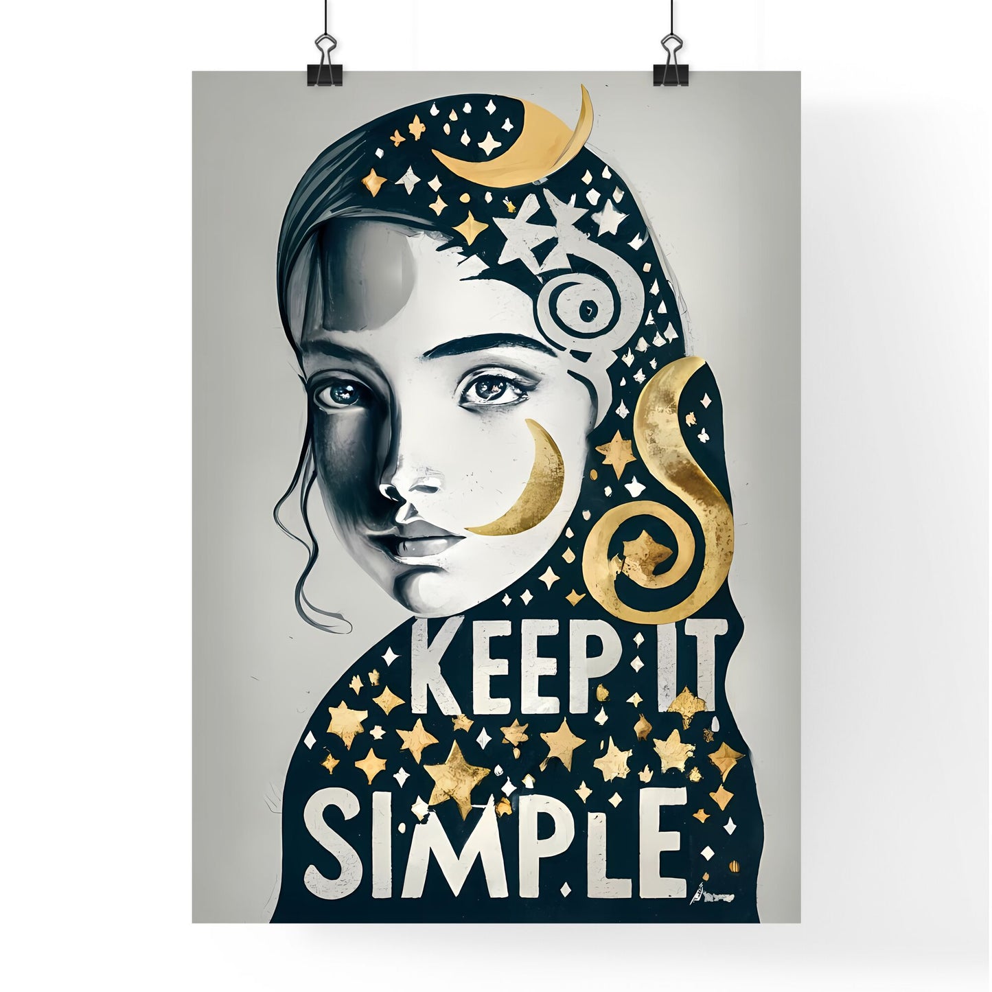 Keep It Simple - A Woman With Long Hair And Gold Stars Default Title