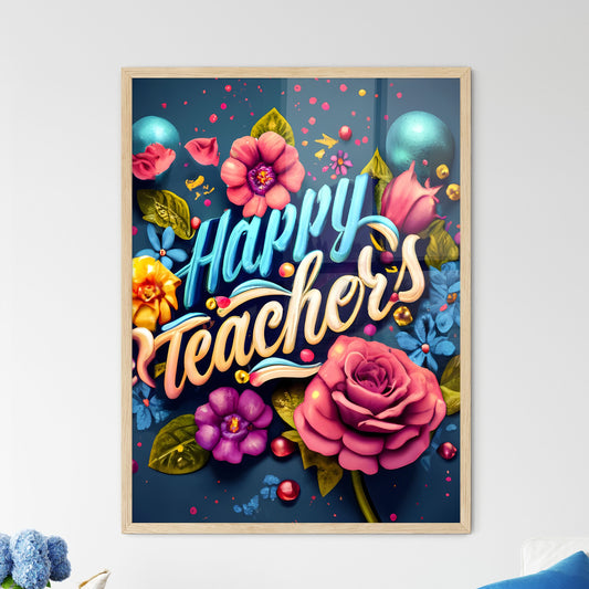 Happy Teachers Day - A Colorful Text With Flowers And Leaves Default Title