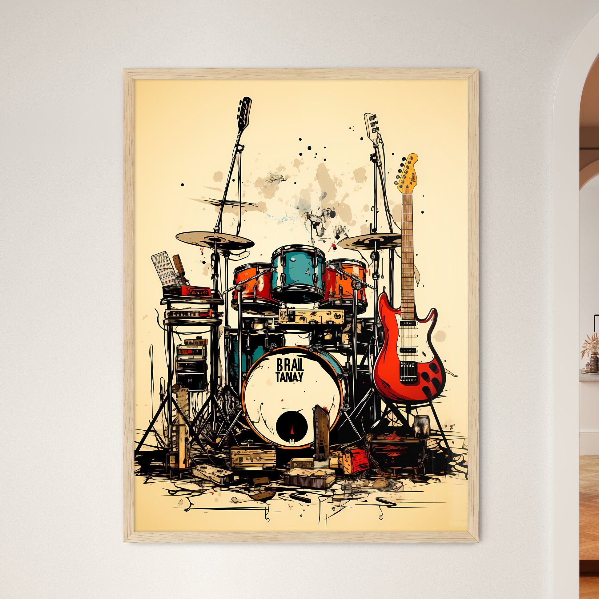 A Drum Set With A Guitar And Drums Default Title