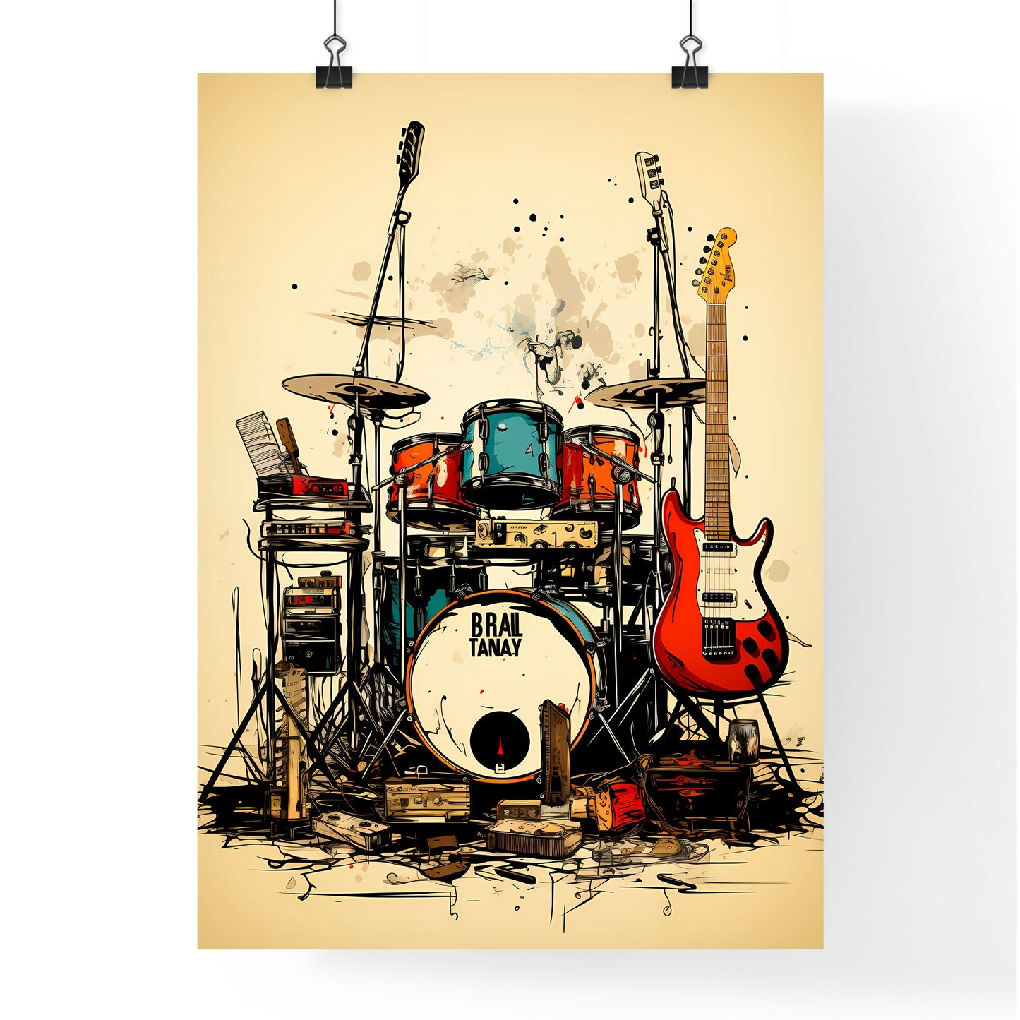 A Drum Set With A Guitar And Drums Default Title