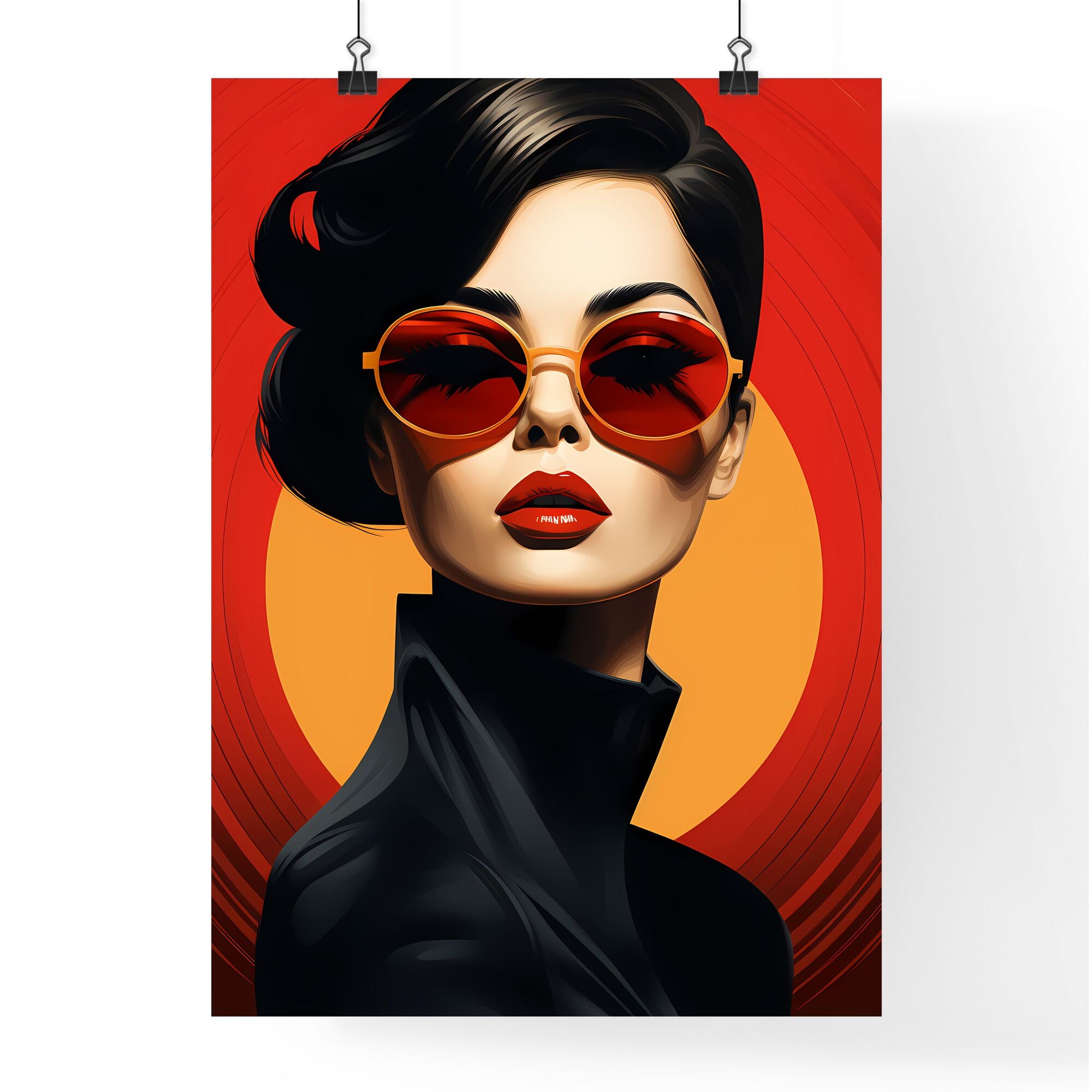 A Woman Wearing Sunglasses And Red Lips Default Title