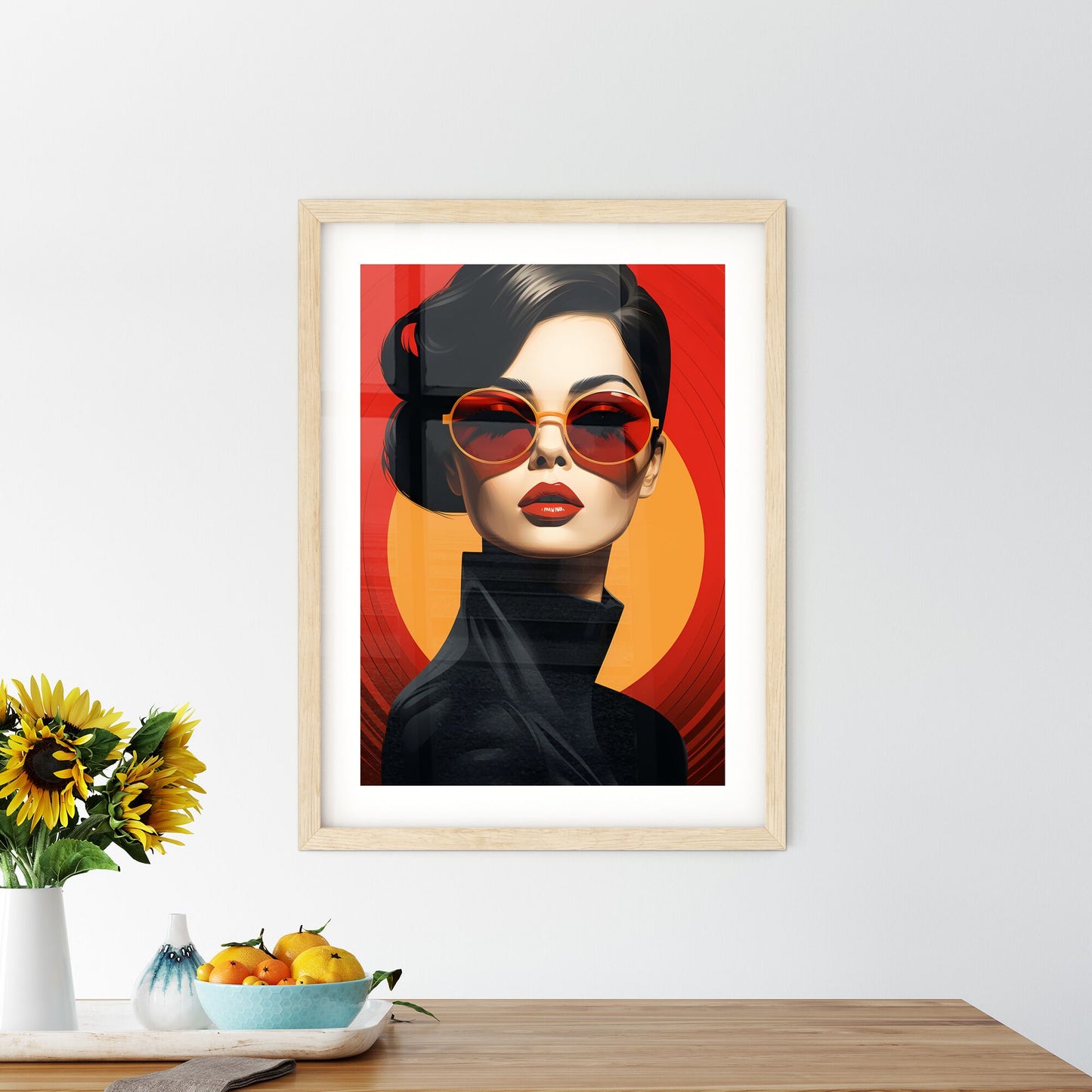 A Woman Wearing Sunglasses And Red Lips Default Title