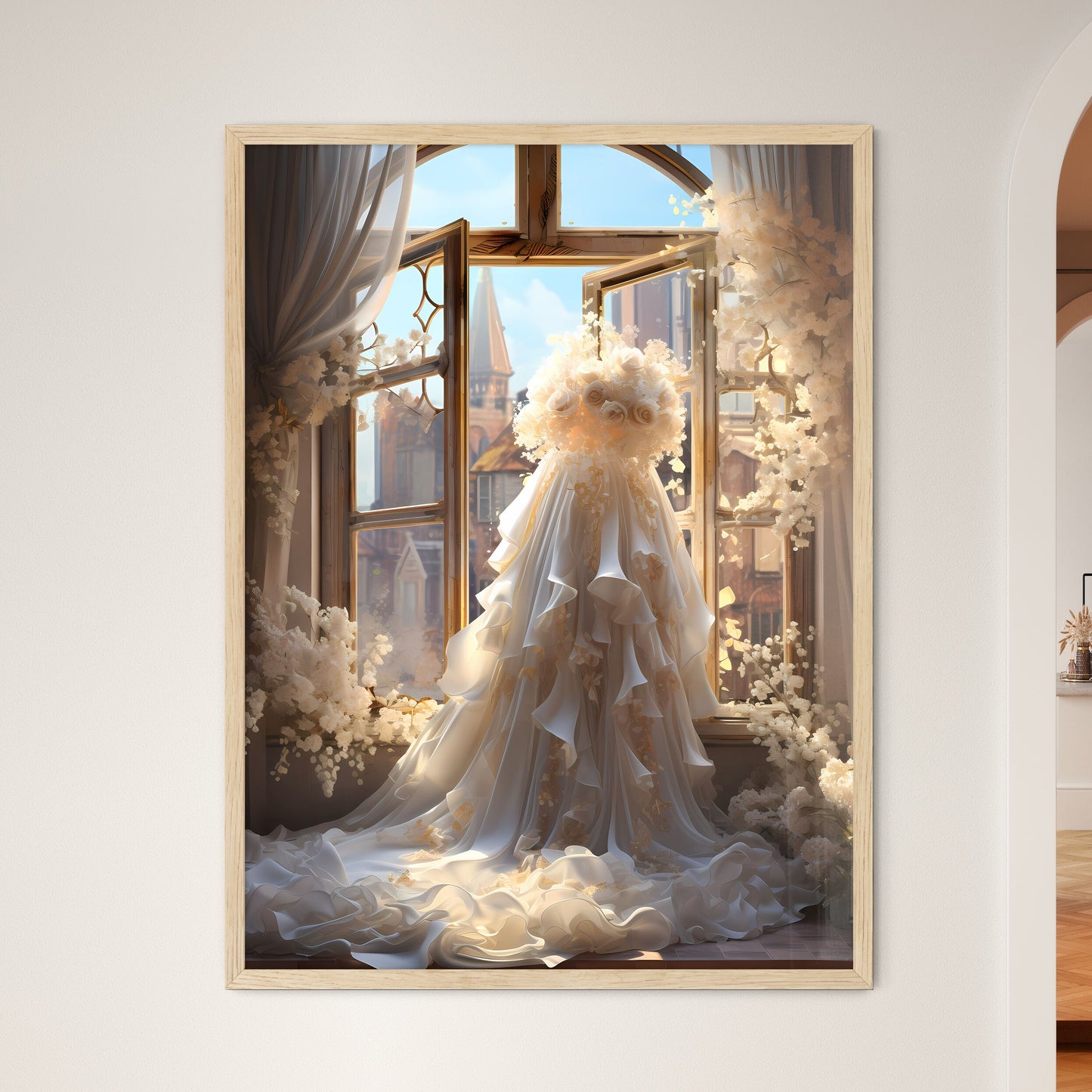 A Wedding Dress In Front Of A Window Default Title