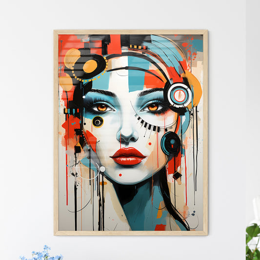 Modern Woman - A Painting Of A Woman With Colorful Paint On Her Face Default Title