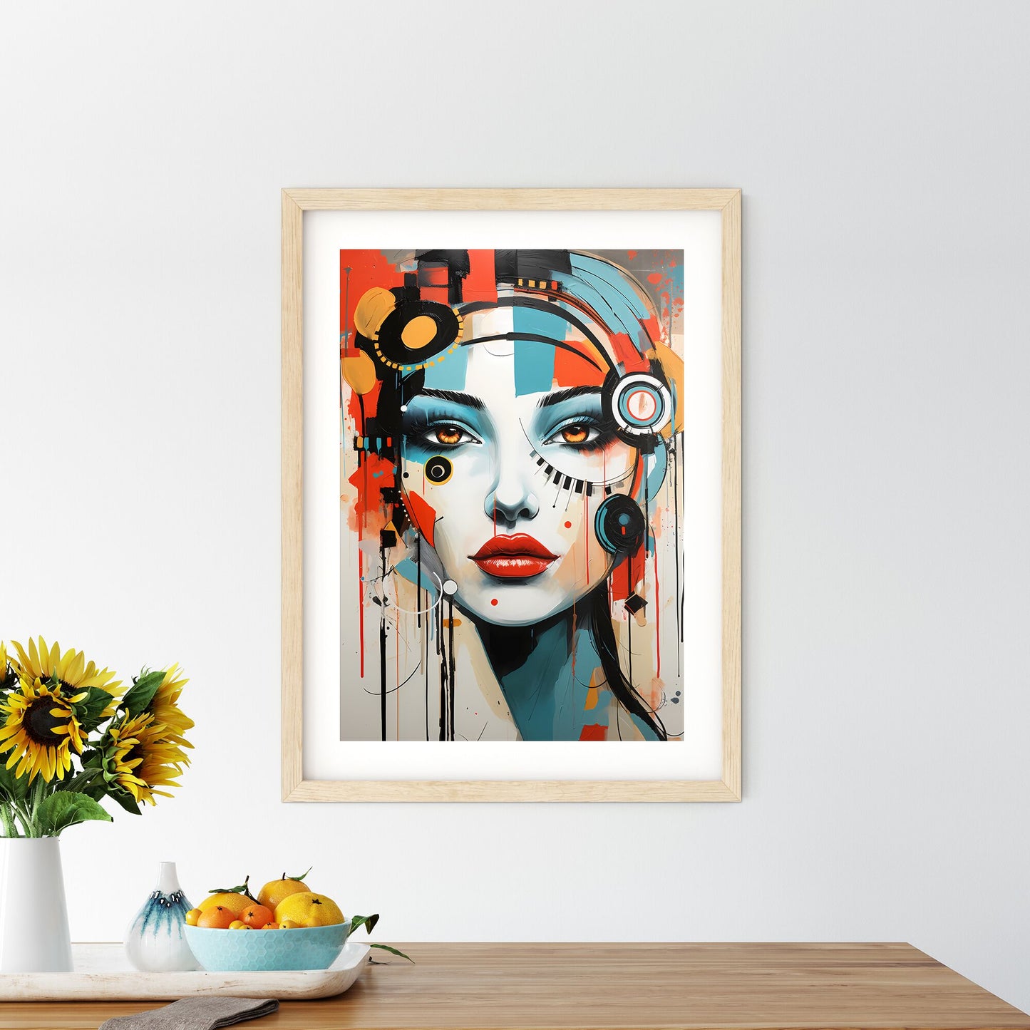 Modern Woman - A Painting Of A Woman With Colorful Paint On Her Face Default Title