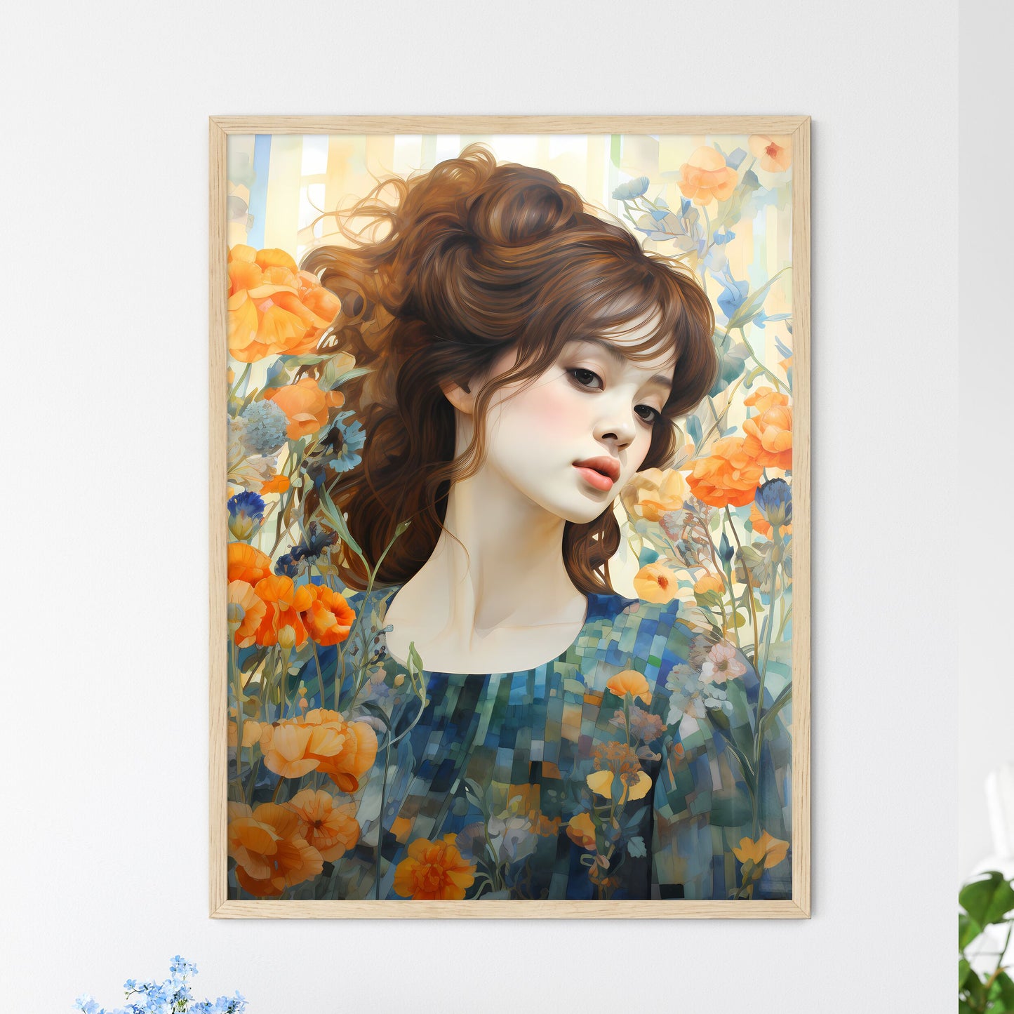 Impressive - A Woman In A Blue Dress Surrounded By Flowers Default Title