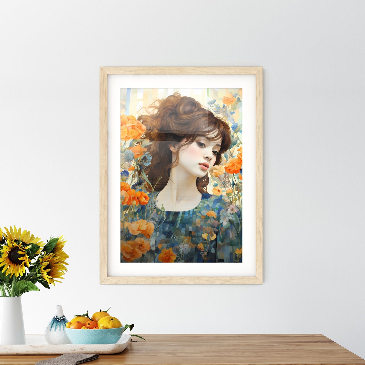 Impressive - A Woman In A Blue Dress Surrounded By Flowers Default Title