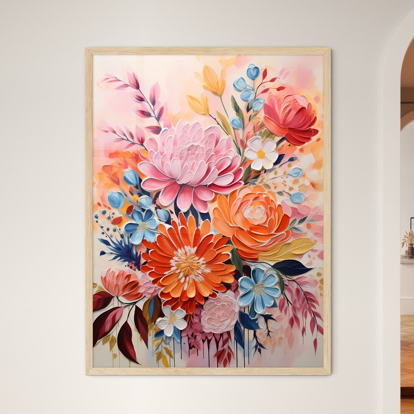 A Painting Of Flowers On A White Surface Default Title