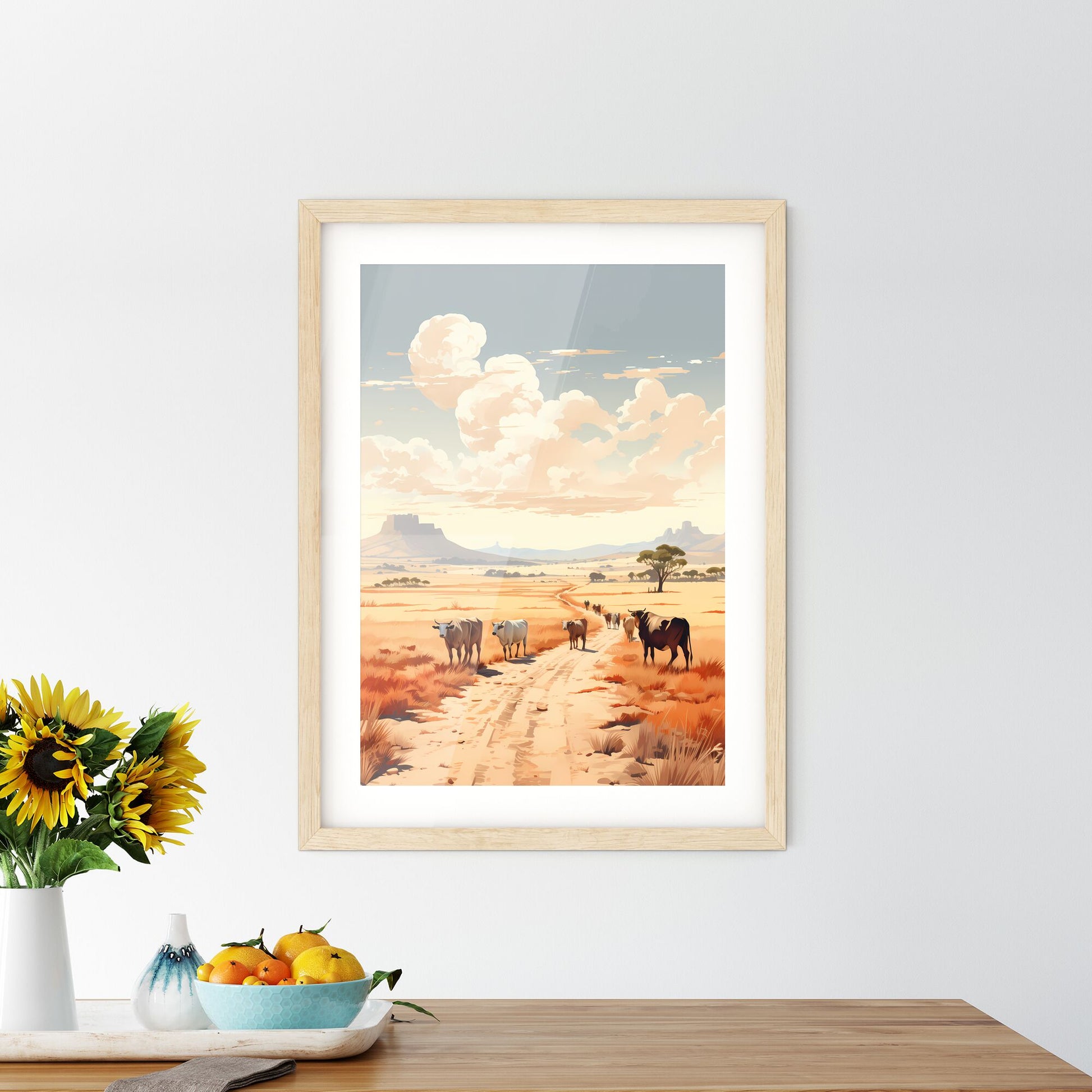 Texas - A Group Of Cows Walking On A Dirt Road Default Title