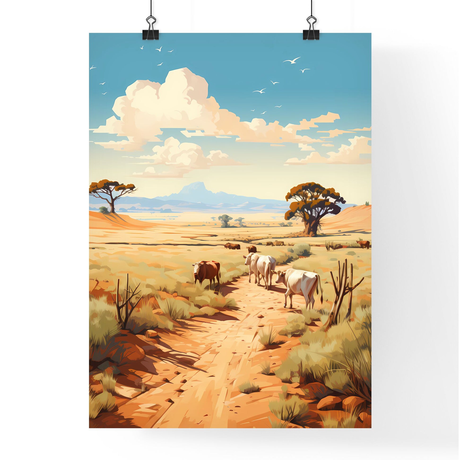 Wide Land - A Group Of Cows Walking On A Dirt Road Default Title