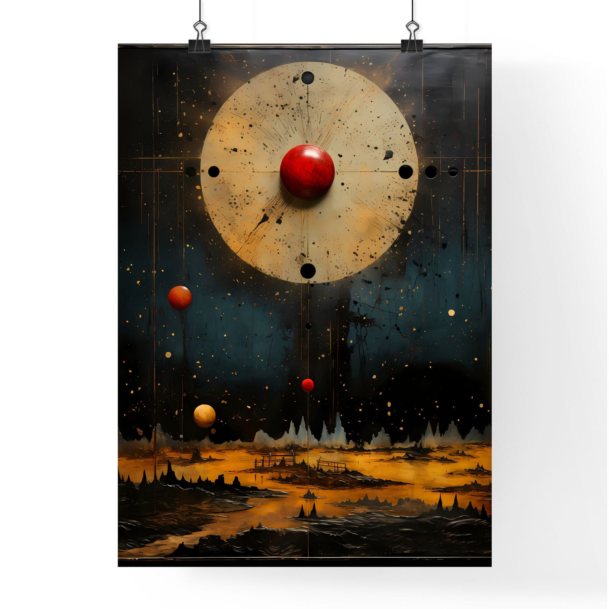 A Painting Of A Red Ball And A White Circle With A Yellow Circle And A Red Ball Default Title