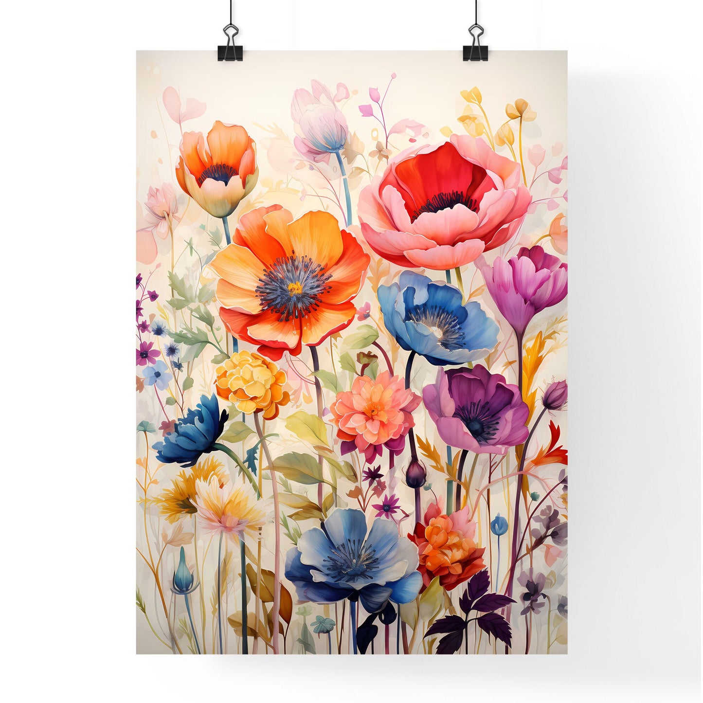 A Painting Of Flowers On A White Background Default Title