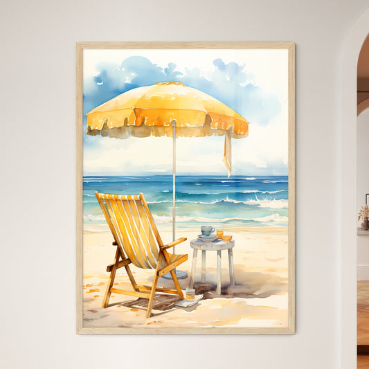 Empty - A Watercolor Painting Of A Chair And Umbrella On A Beach Default Title