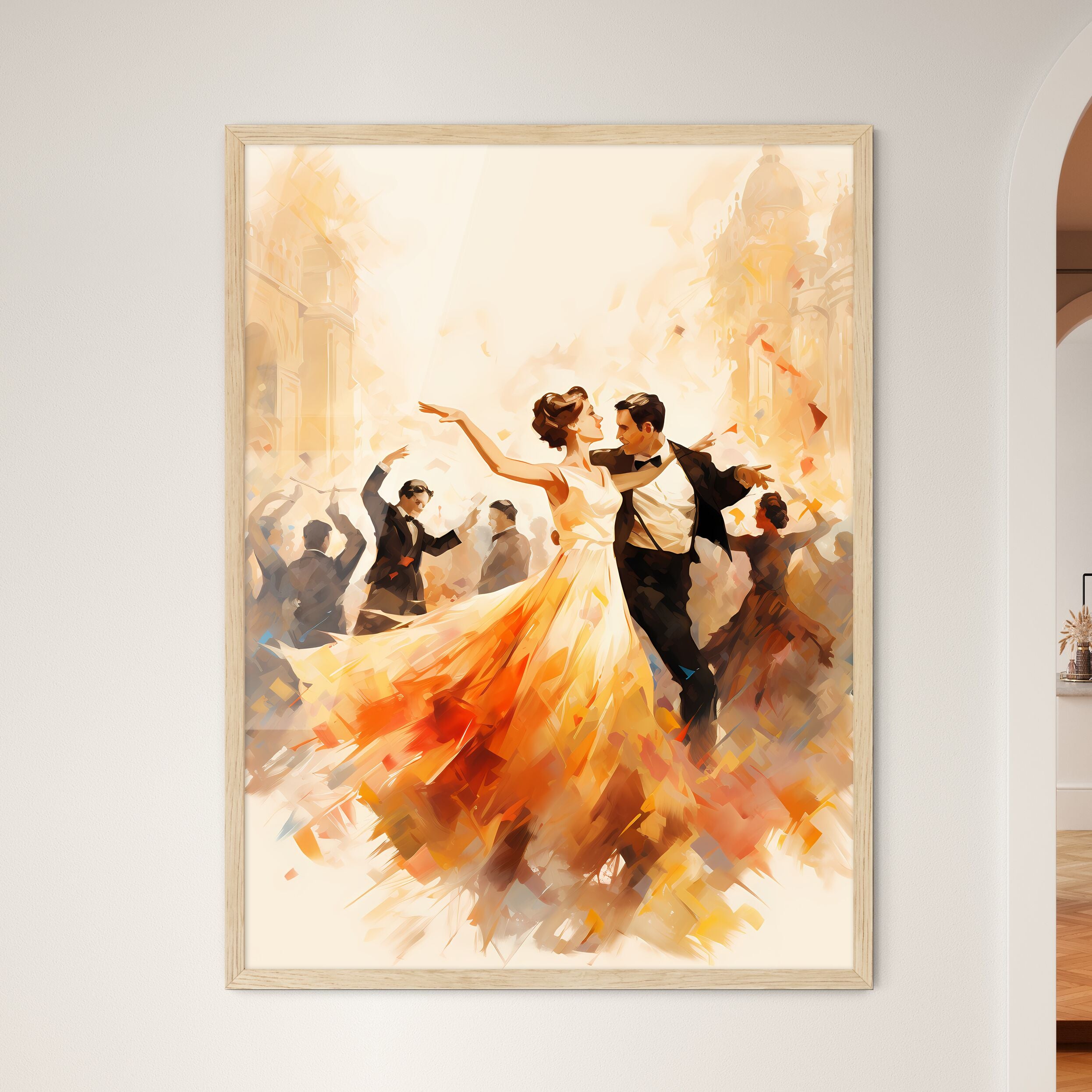 Good watercolor painting dancing couple