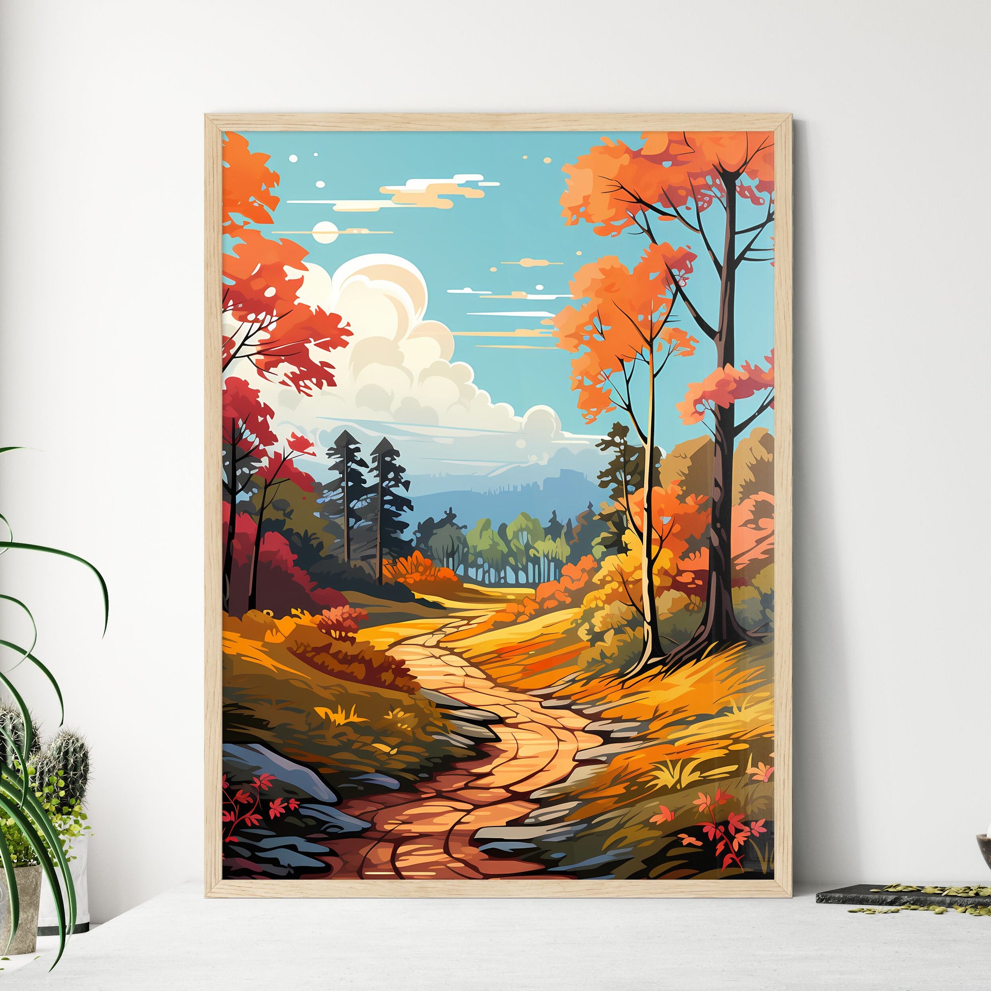 A Painting Of A Path Through A Forest Default Title