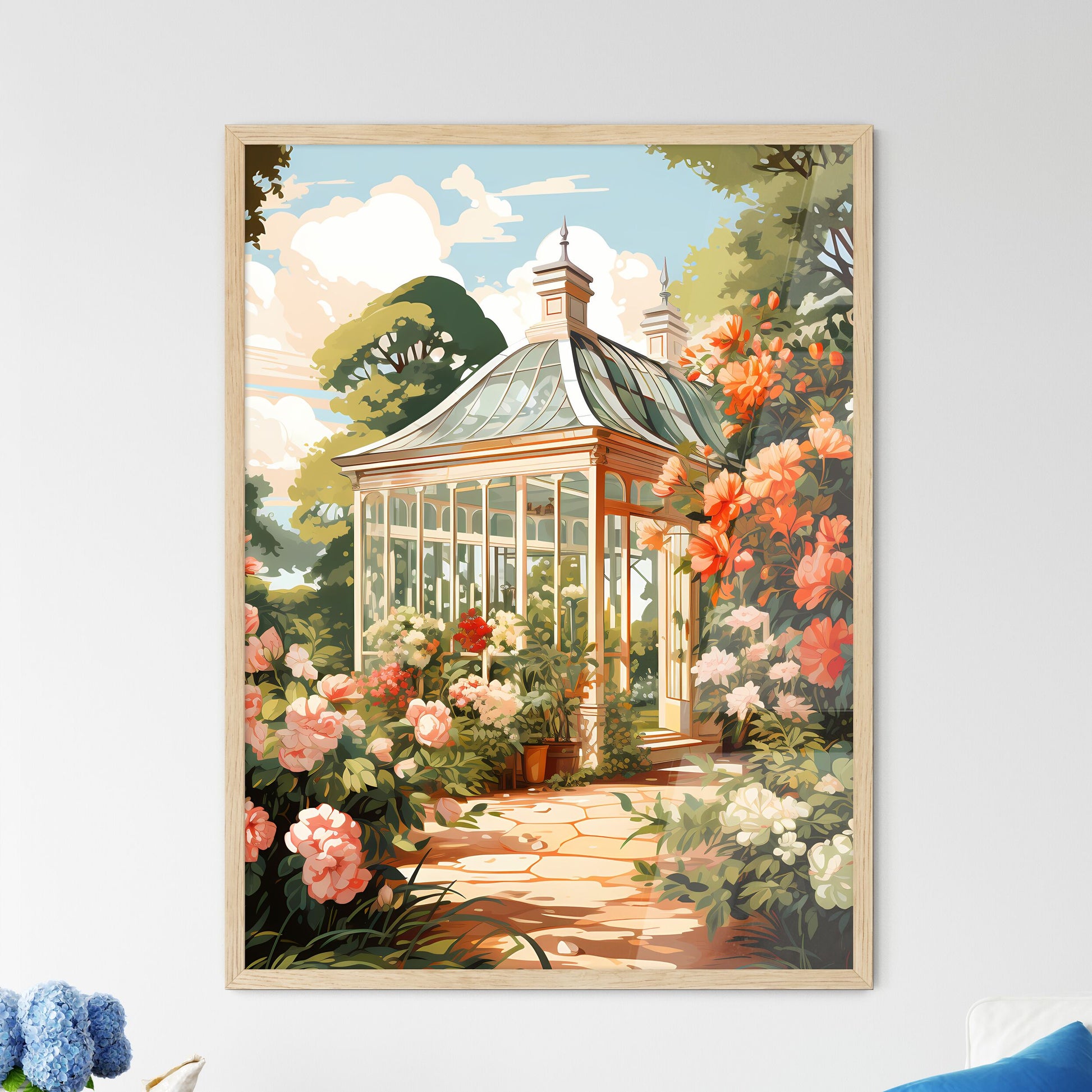 Home - A Painting Of A Glass House With Flowers Default Title