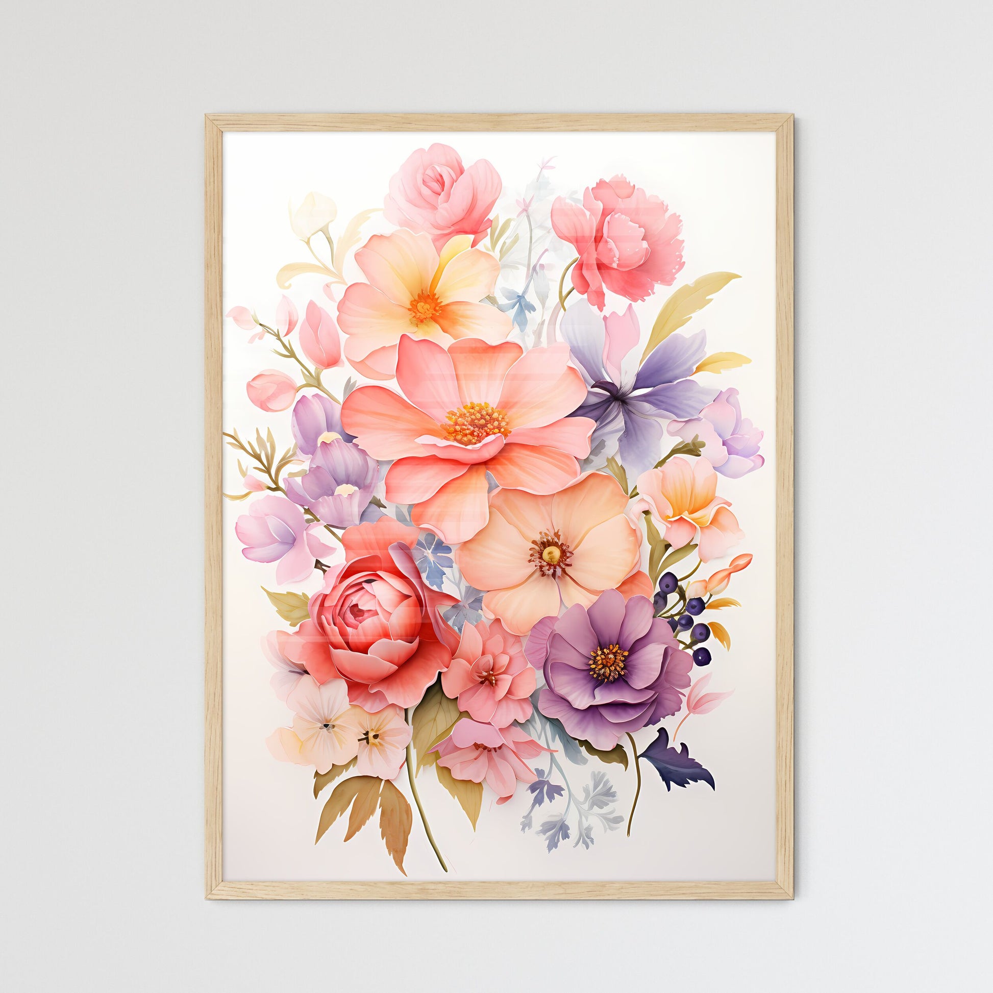 A Painting Of Flowers On A White Surface Default Title