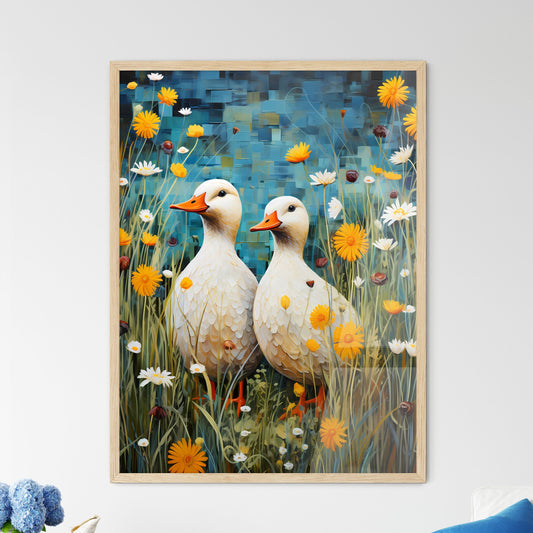 Two Ducks In A Field Of Flowers Default Title