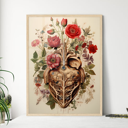 A Artwork Of A Human Heart With Flowers Default Title