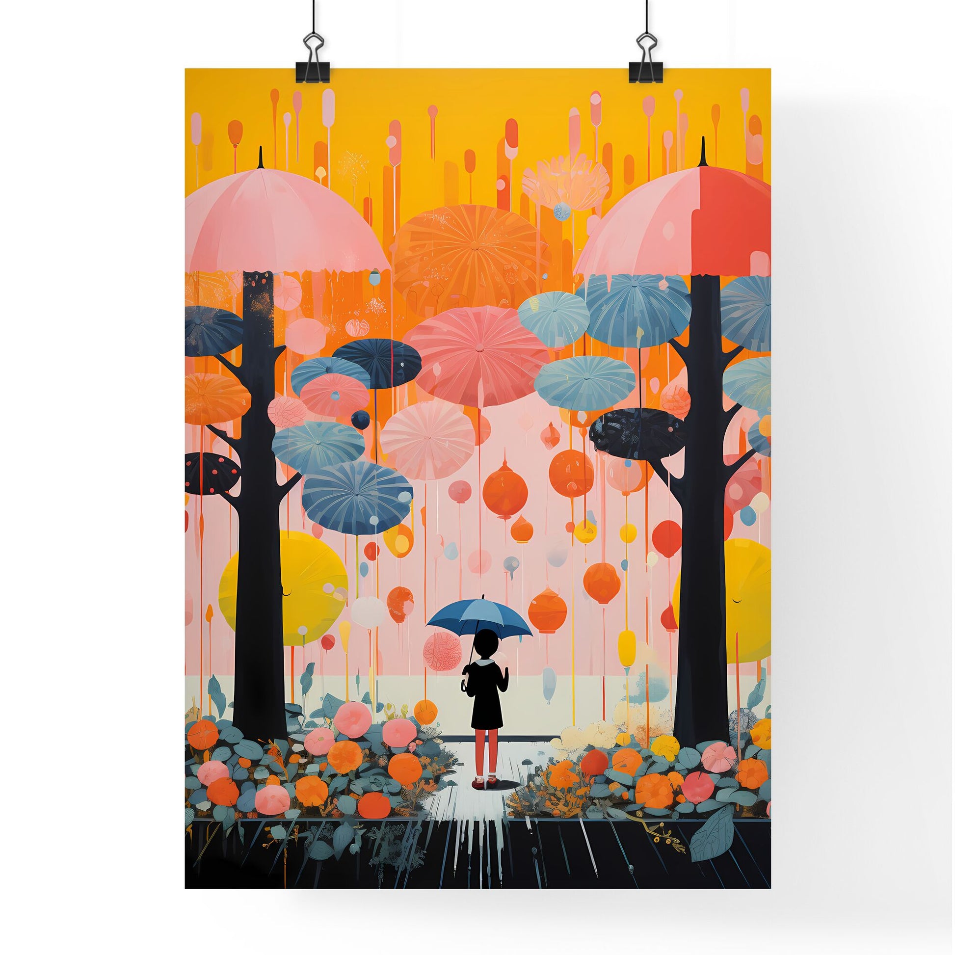 Fall - A Girl Holding An Umbrella Under Colorful Umbrellas Default Title