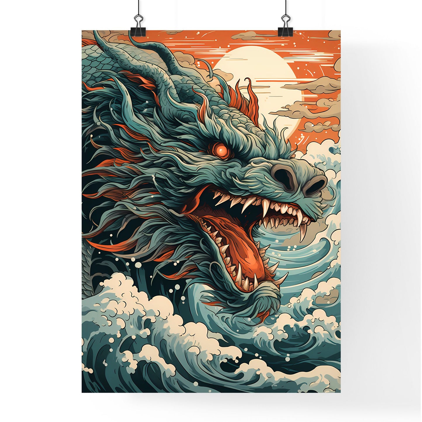 A Dragon With Waves And Red Eyes Default Title