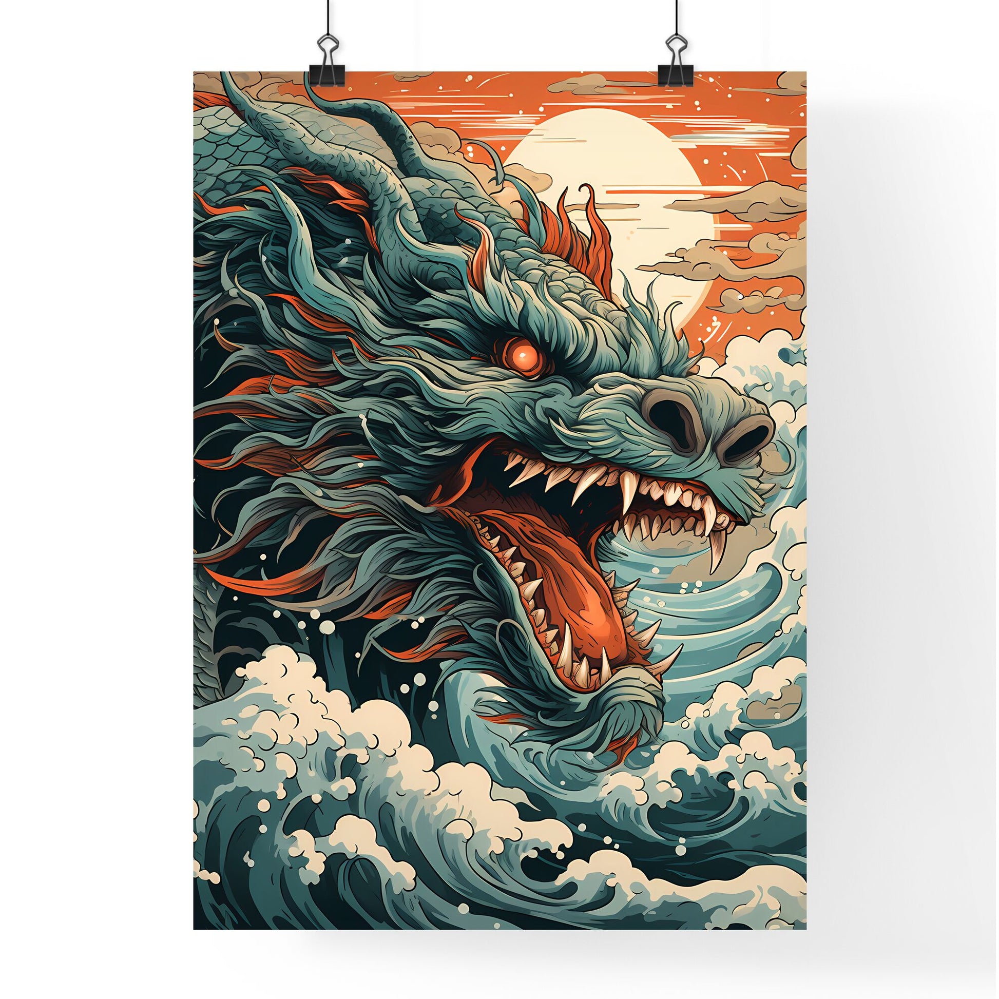 A Dragon With Waves And Red Eyes Default Title