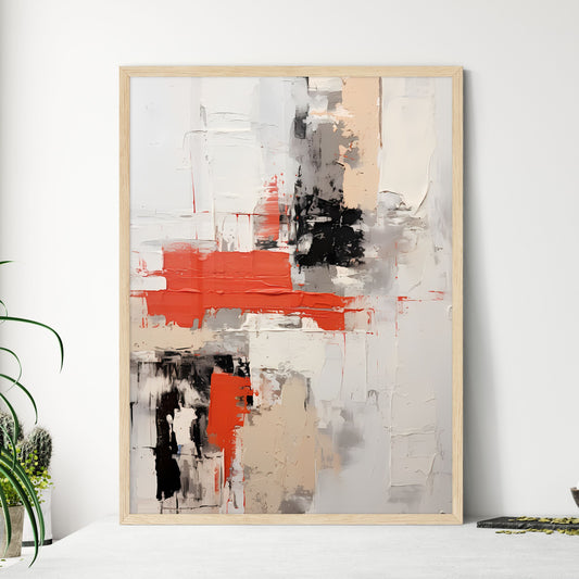 Abstract - A Painting Of A White Wall With Red And Black Paint Default Title