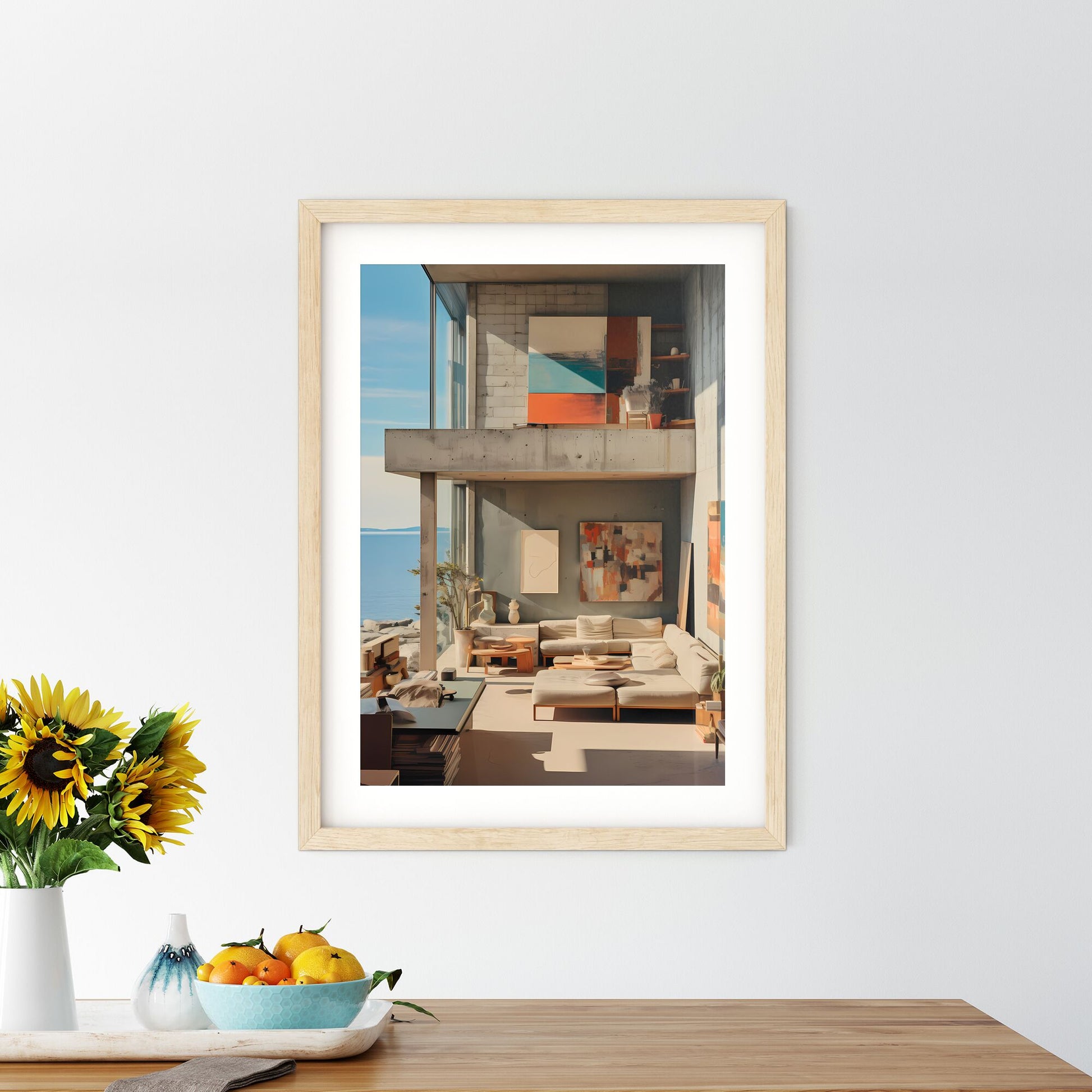 Modernism - A Living Room With A Large Balcony Overlooking The Water Default Title