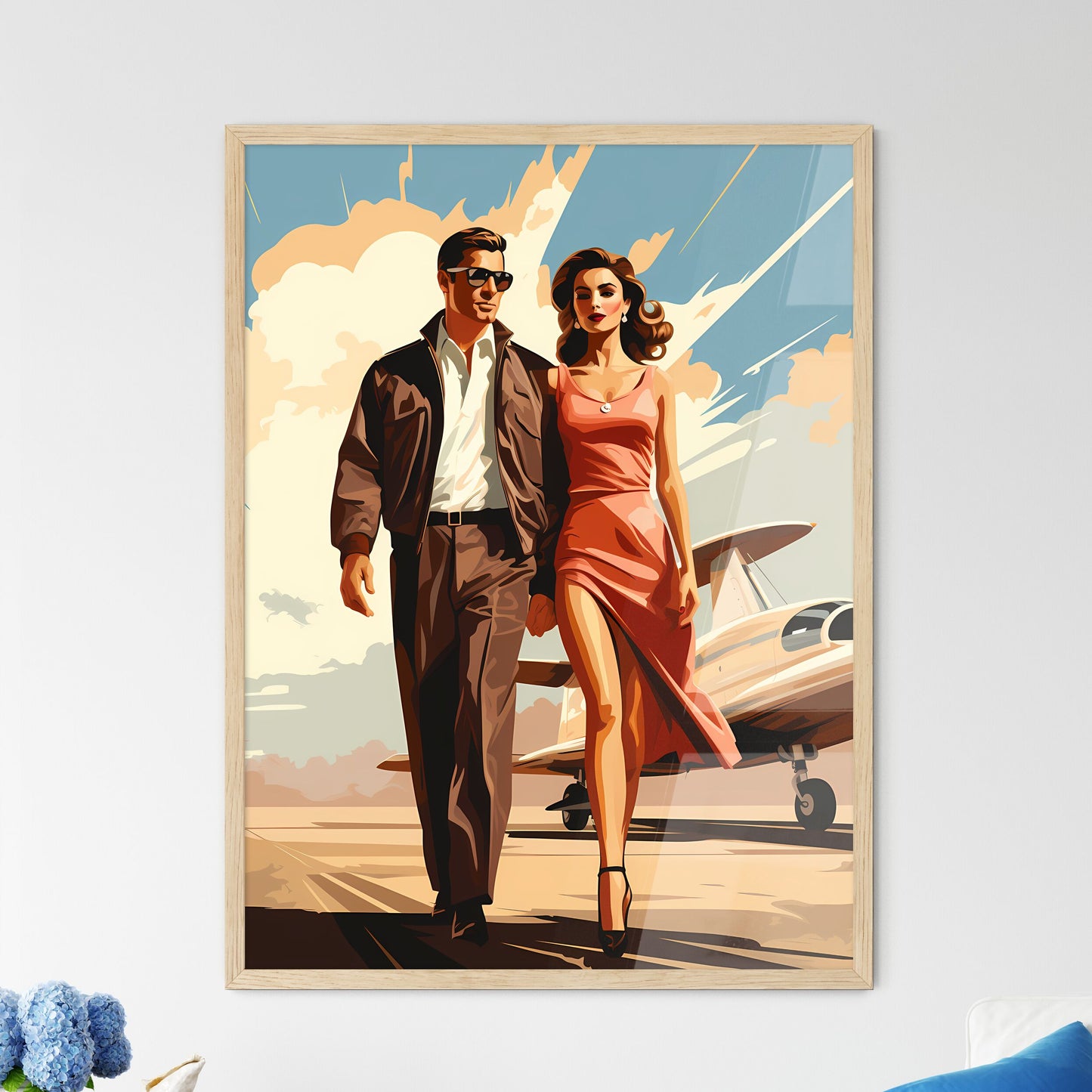 Fashion - A Man And Woman Walking In Front Of An Airplane Default Title