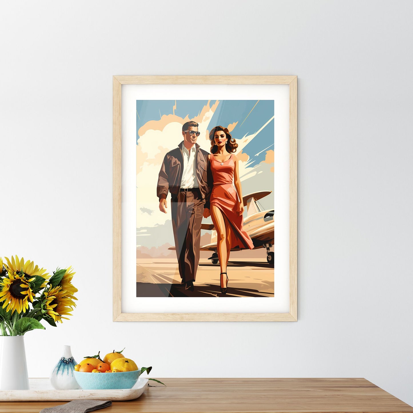 Fashion - A Man And Woman Walking In Front Of An Airplane Default Title