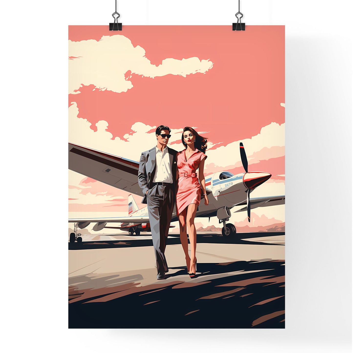 Fashion - A Man And Woman Standing In Front Of An Airplane Default Title